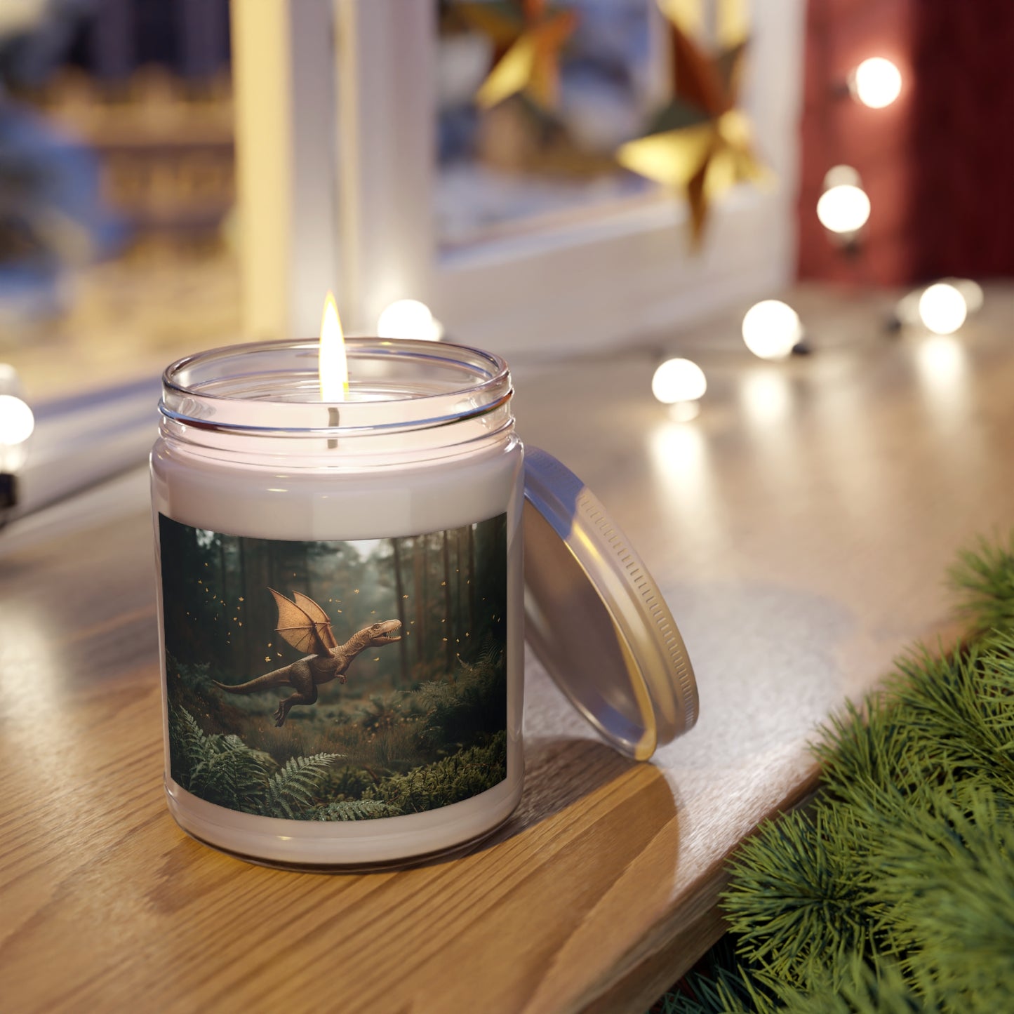 Forest Dragoon Scented Soy Candles with White Lid, 9oz – Amber Light Through Ancient Canopy