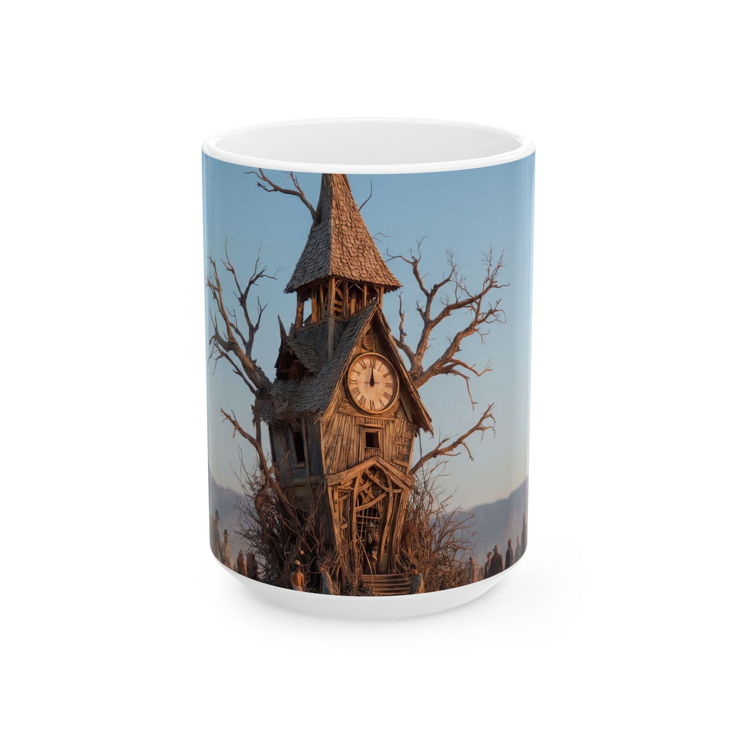 Clock Tower in the Desert Ceramic Mug – Timeless Wanderer’s Oasis