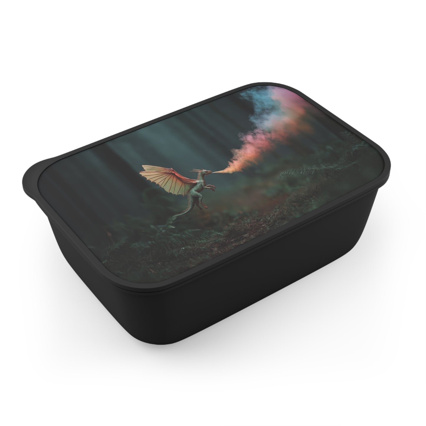 Chromatic Dragon PLA Bento Box with Band and Utensils – Forest Fireworks in Motion