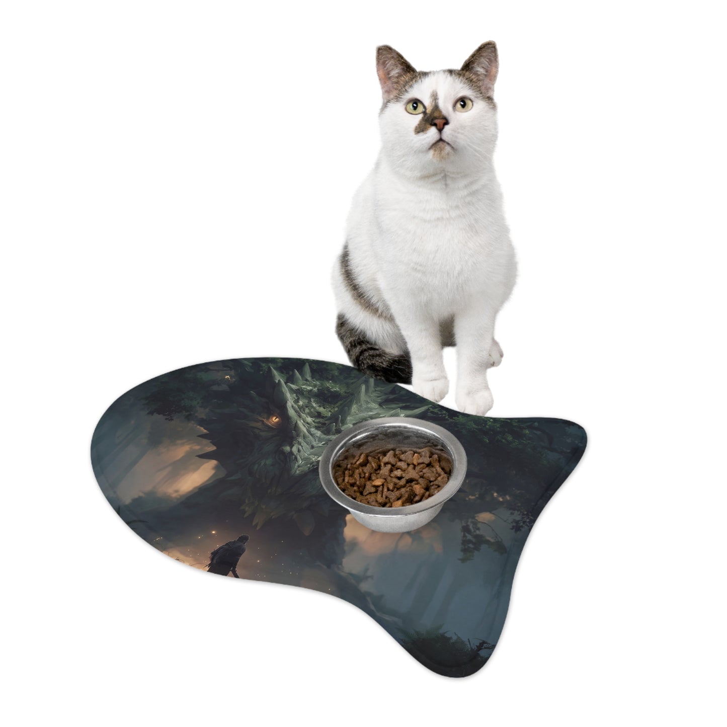 Ancient Dragon Sentinel Pet Feeding Mats – Moss-Grown Forest Guardian