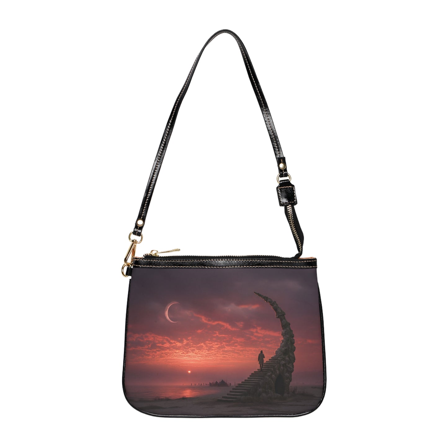 Solstice Staircase Small Shoulder Bag – Crimson Sky Guardian