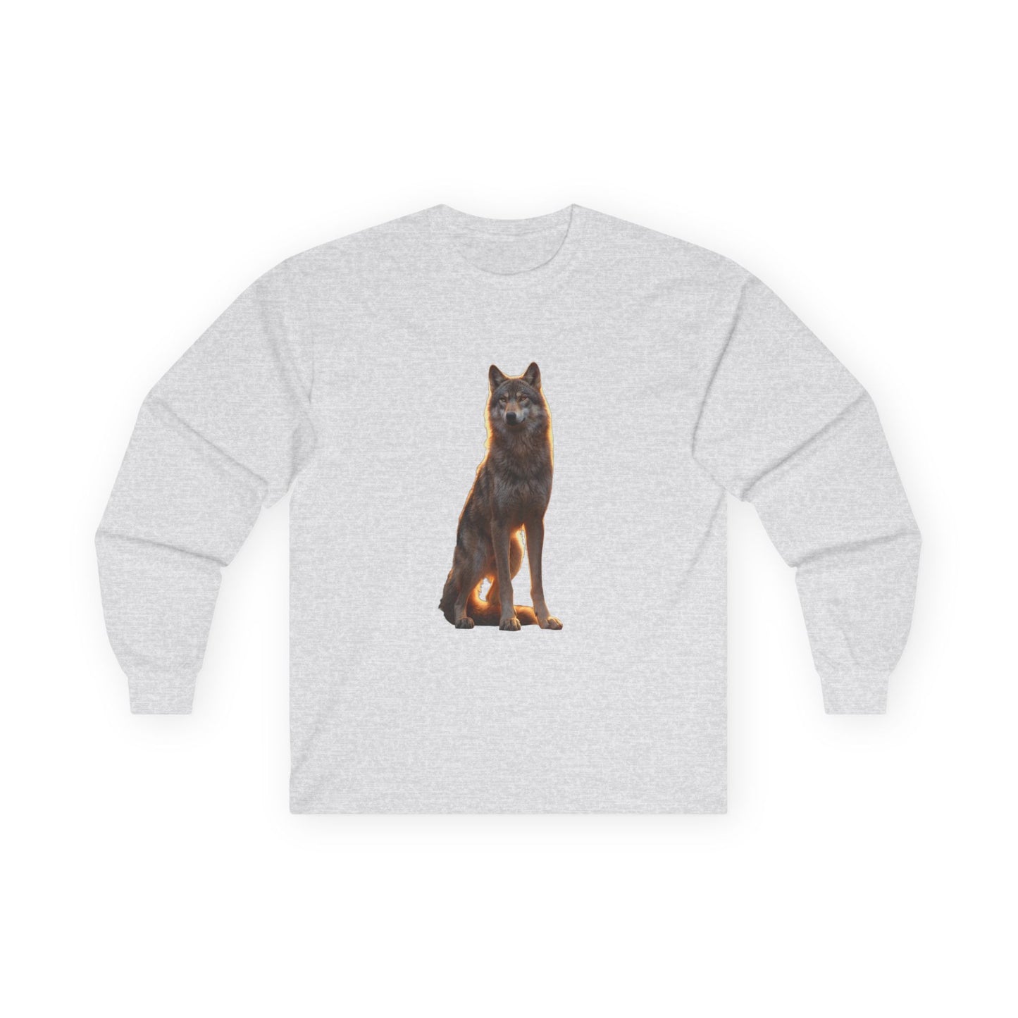 Twilight Wolf Unisex Ultra Cotton Long Sleeve Tee – Golden Hour Sentinel
