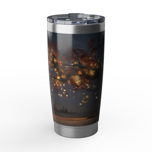 Whispering Lantern Tree Vagabond 20oz Tumbler – Desert Oasis at Dusk