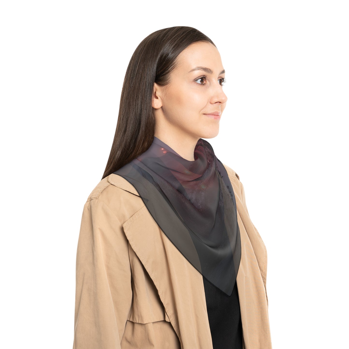 Crimson Circus Tent Poly Scarf – Twilight Mirage on the Shore