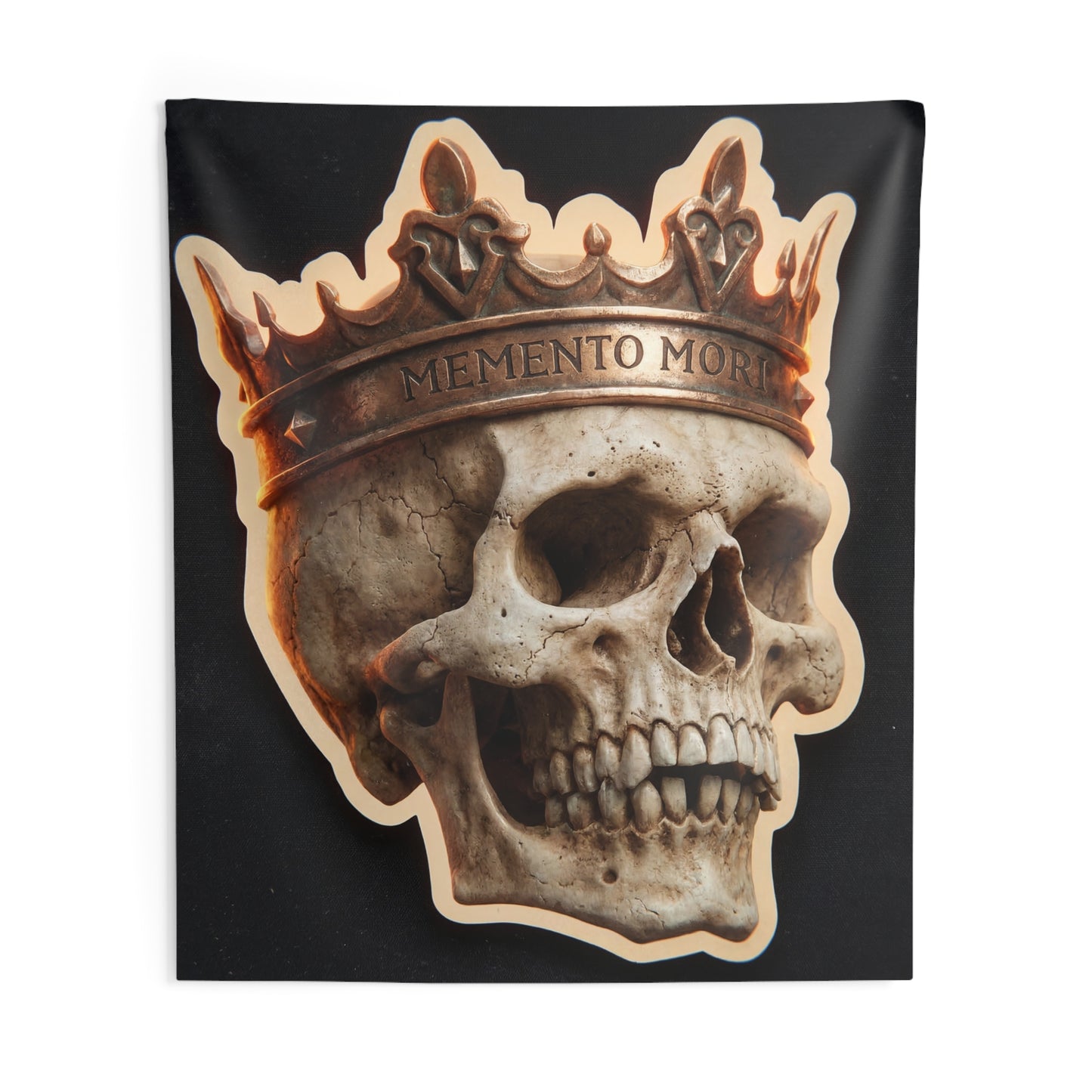 Crowned Skull Indoor Wall Tapestries – Regal Memento Mori Glow
