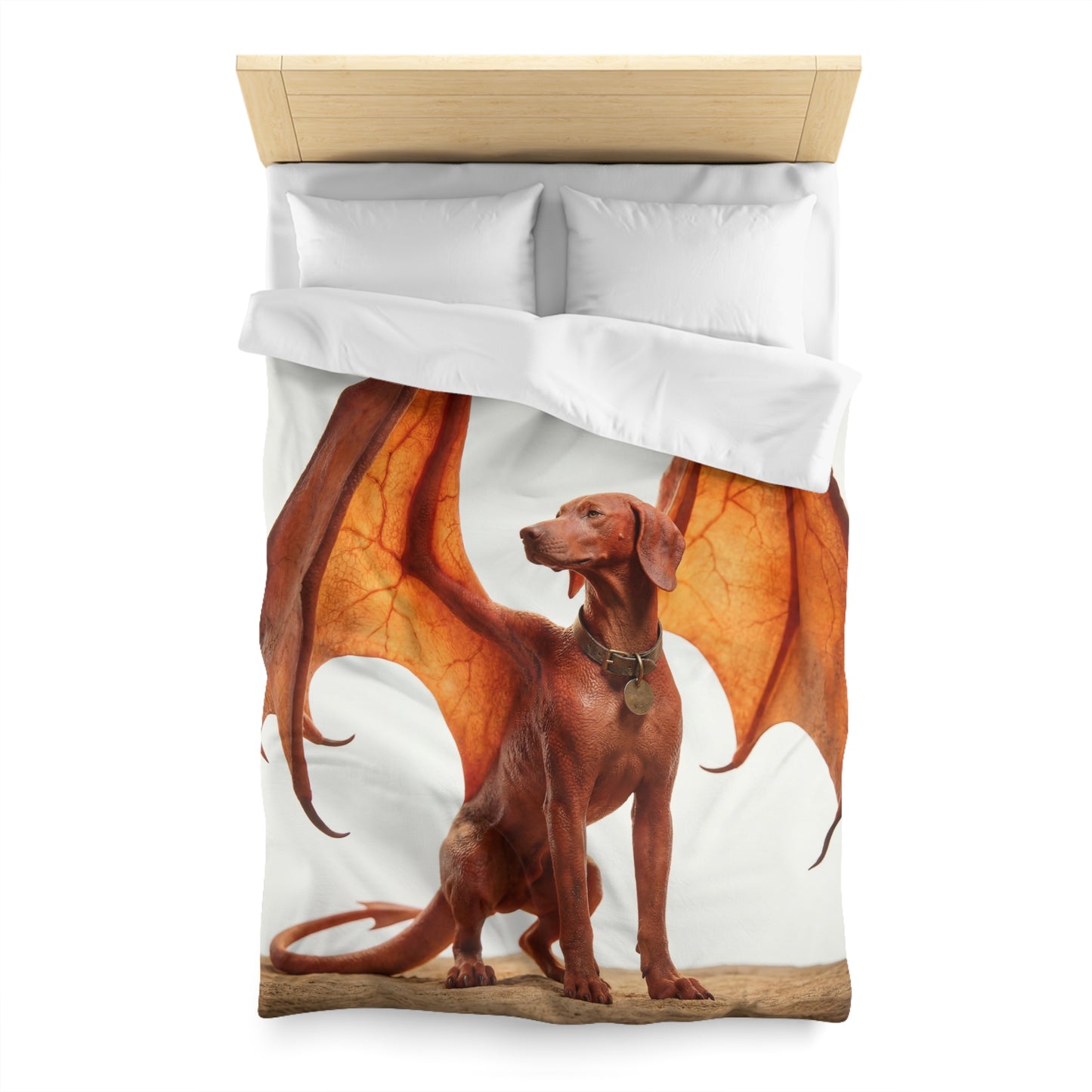 Winged Canine Guardian Microfiber Duvet Cover – Amber Flight Dreamscape