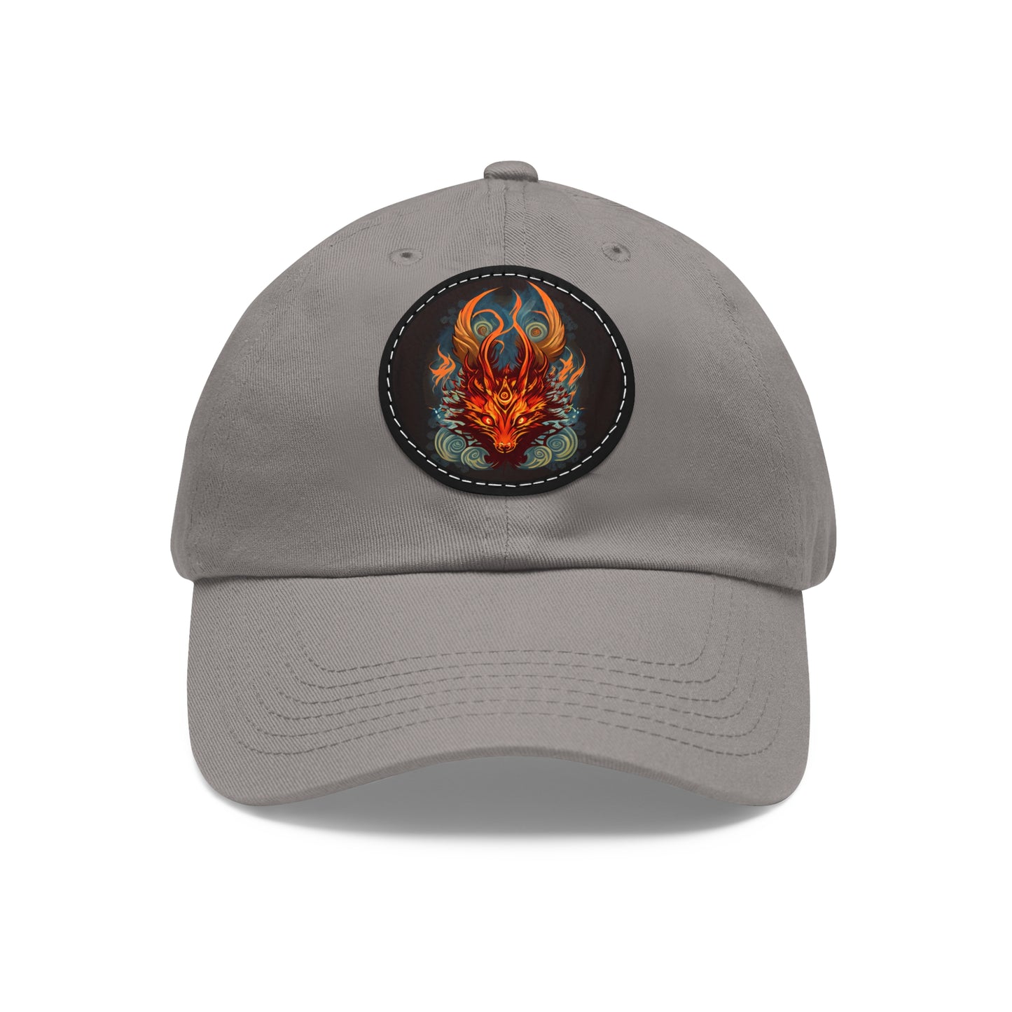 tshirt design, nine-tailed fox - Dad Hat with Leather Patch (Round)