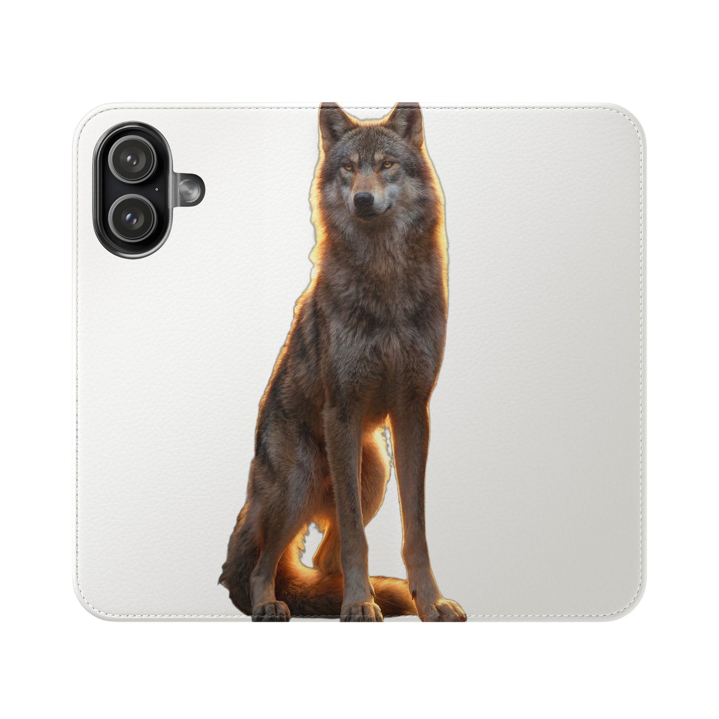 Sunlit Wolf Flip Cases – Golden Hour Sentinel Portrait