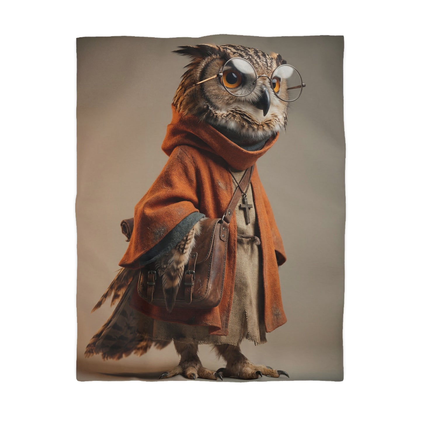 Wise Owl Scholar Microfiber Duvet Cover – Warm Amber Study Light