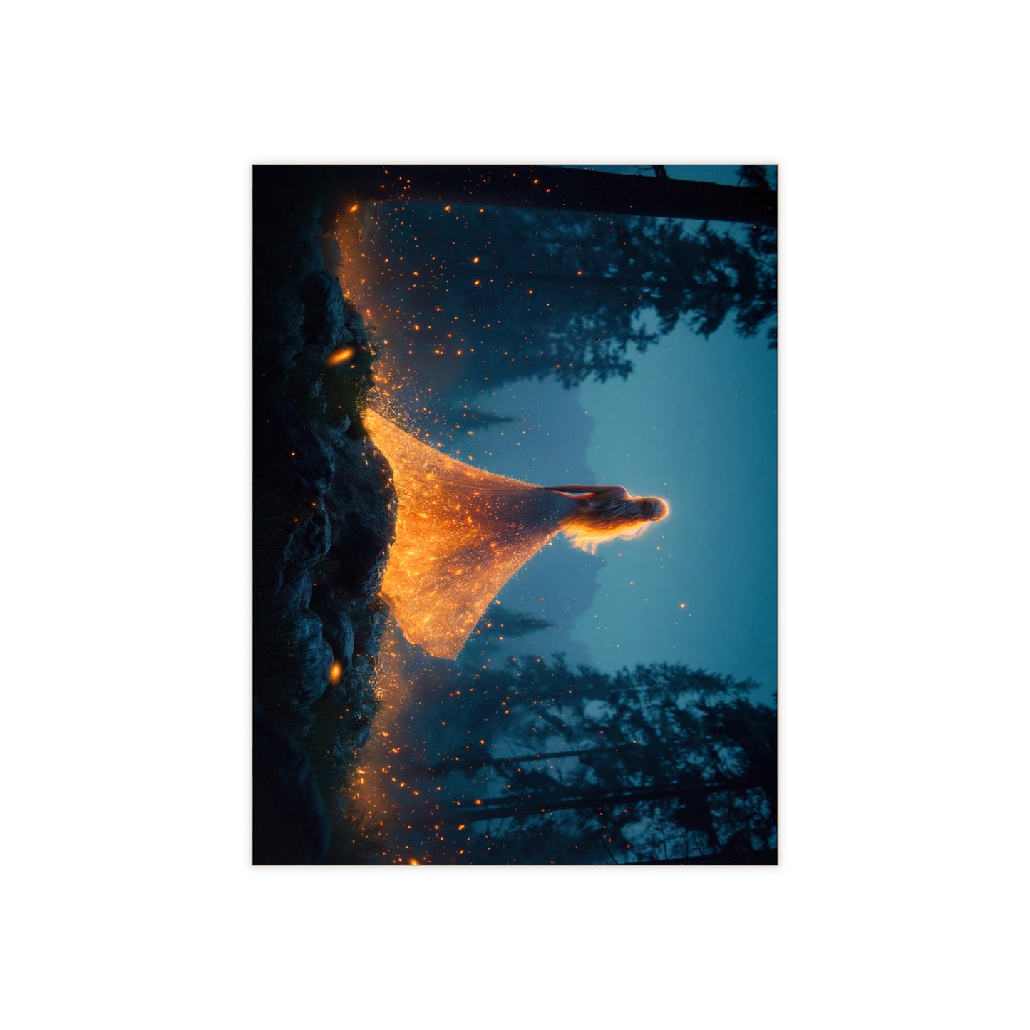 Fire-Dusted Forest Goddess Ceramic Photo Tile – Twilight Whispers of the Wild