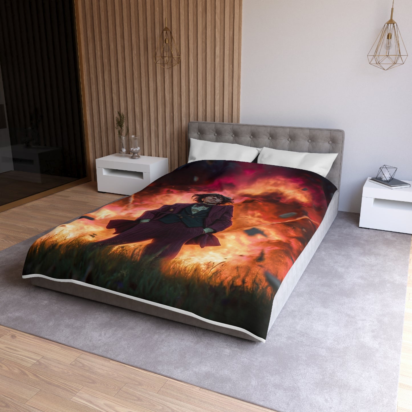 Explosive Goggles Man Microfiber Duvet Cover – Crimson Sky Aftermath