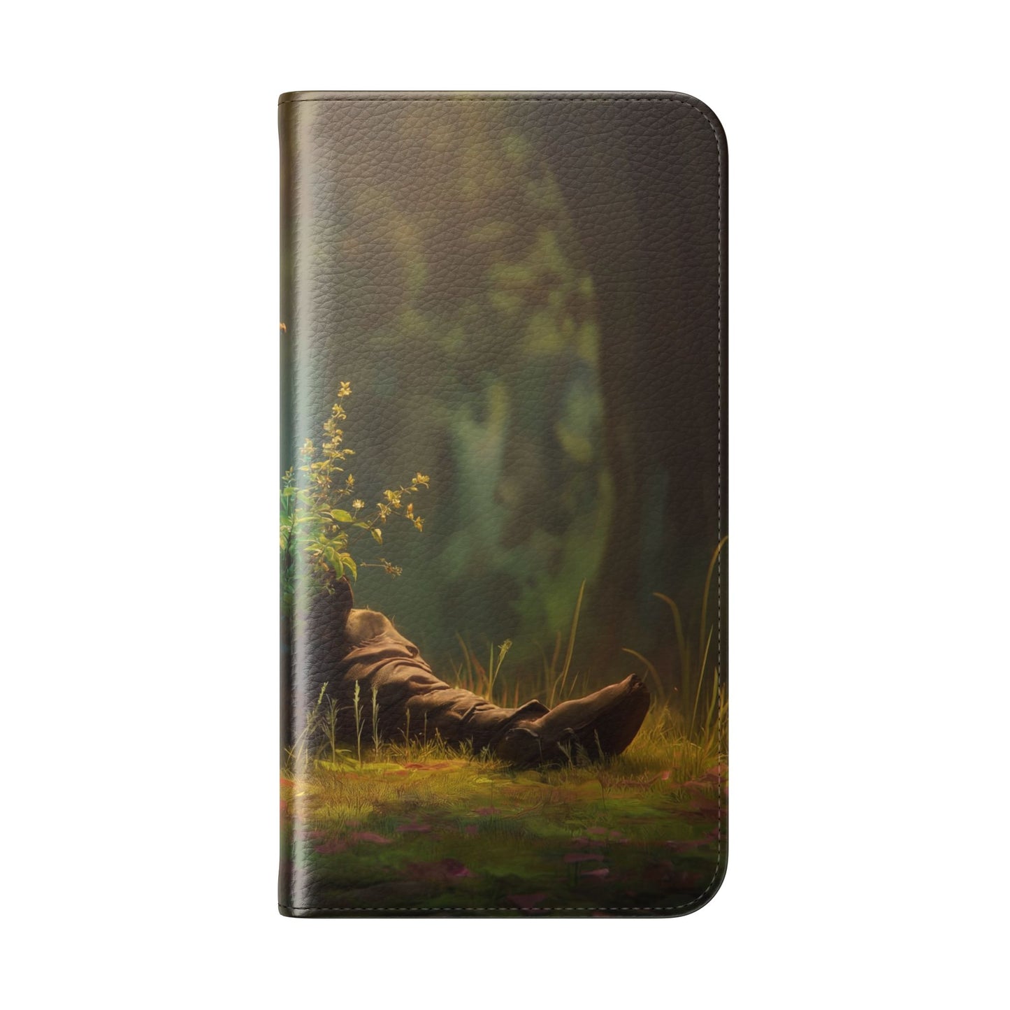 Glowing Orb Hooded Guardian Flip Cases – Bioluminescent Forest Keeper