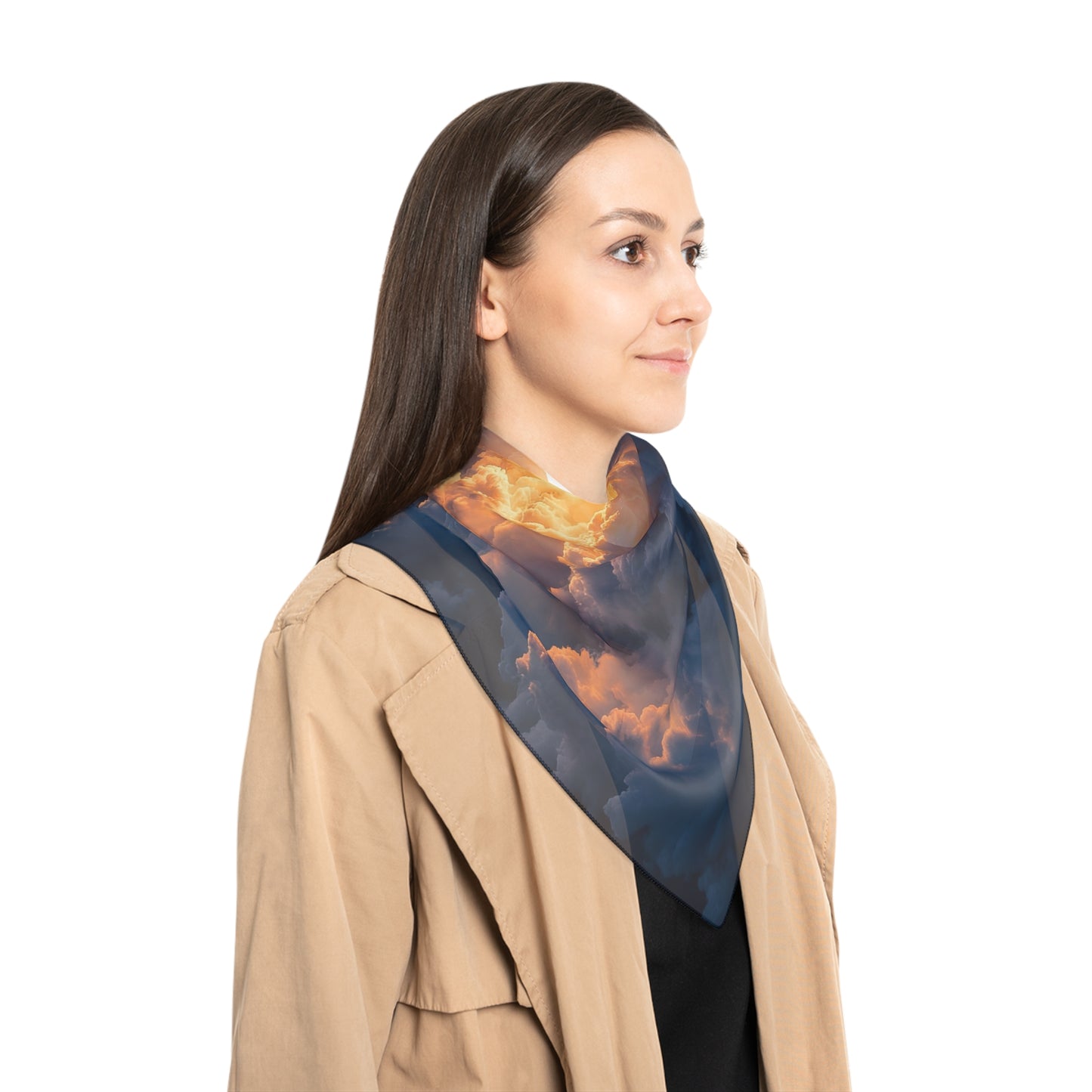 Sunburst Rocket Launch Poly Scarf – Dawn’s First Flight Dreamscape