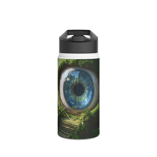 Guardian Eye of the Verdant Deep Stainless Steel Water Bottle, Standard Lid – Watchful Jungle Portal