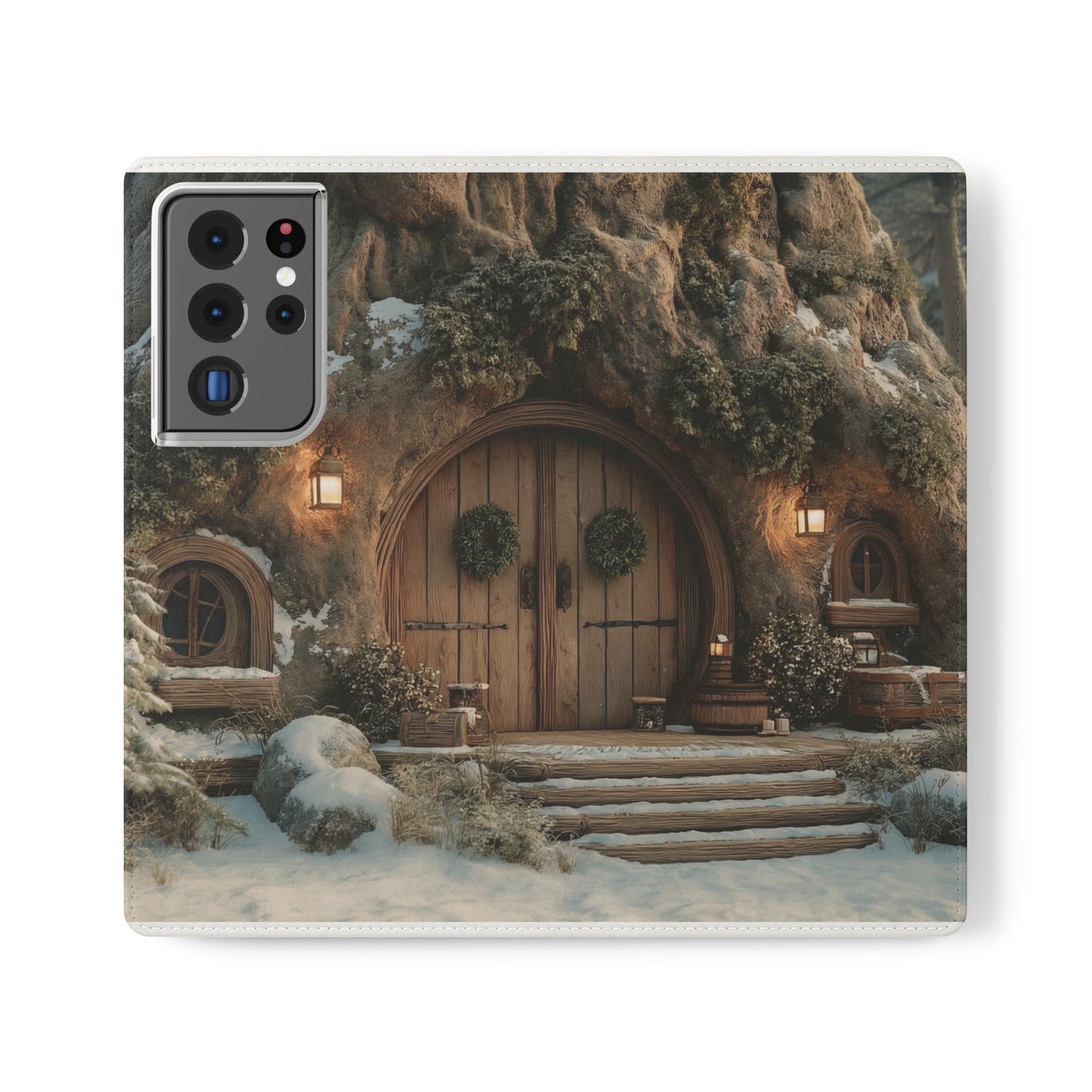 Hobbit Hole Flip Cases – Cozy Winter Doorway Scene