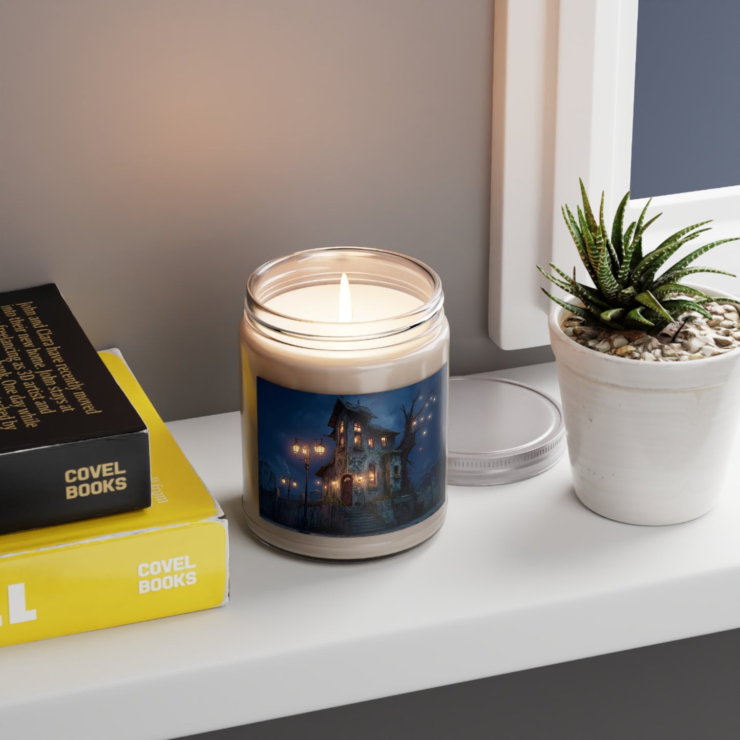 Trollskull House Scented Soy Candles with White Lid, 9oz – Warm Light in the Twilight