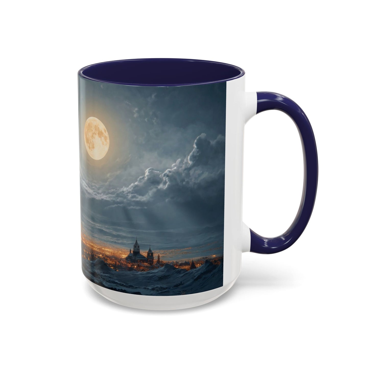Midnight Sleigh Ride Accent Coffee Mug (11, 15oz) – Warm Glow Over Winter Town