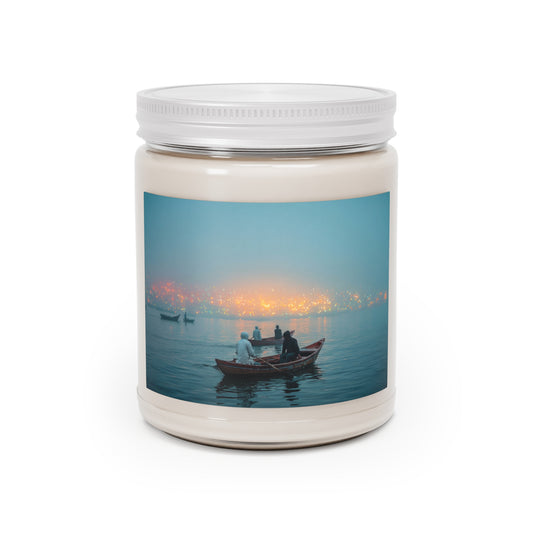 Misty Riverboat Scented Soy Candles with White Lid, 9oz – Golden Glow Across the Water