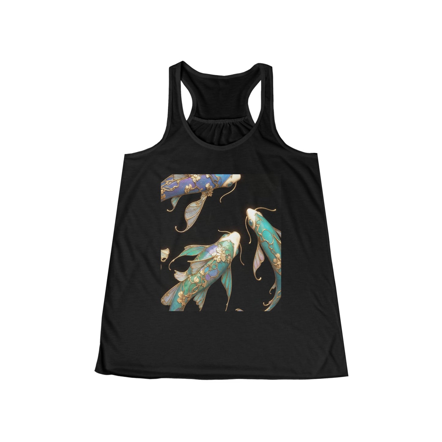 Golden Koi Racerback Tank – Iridescent Garden Guardian Print