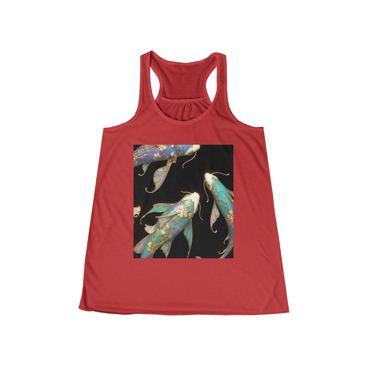 Golden Koi Racerback Tank – Iridescent Garden Guardian Print