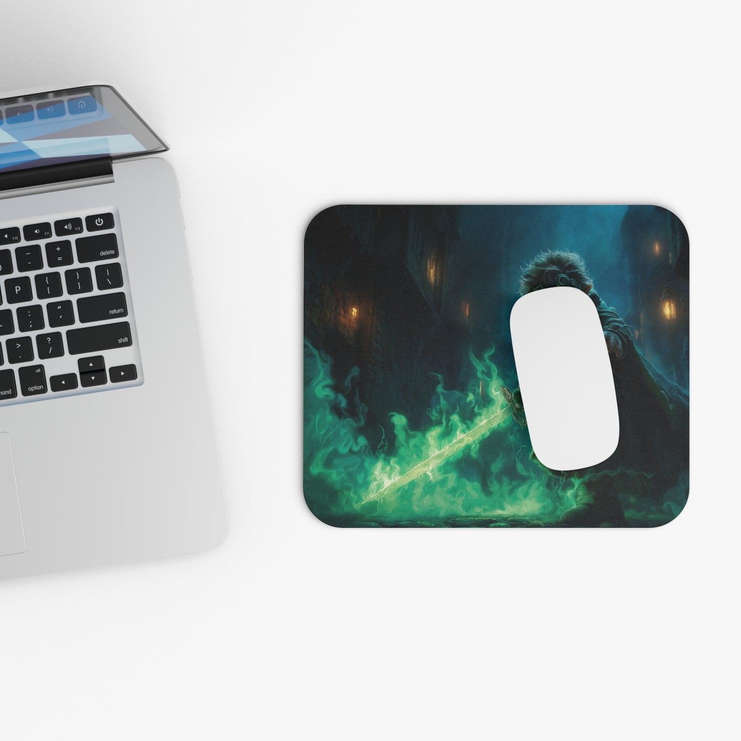 Green-Eyed Apprentice Mouse Pad – Midnight Alley Sword Duel