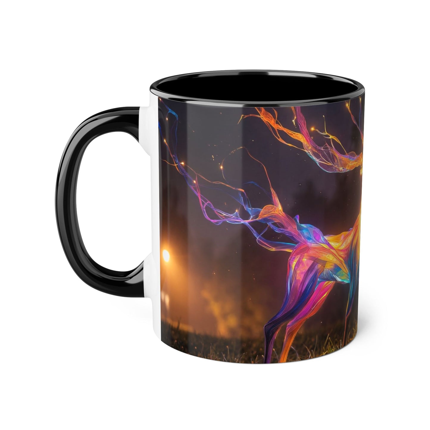Prism Deer Accent Mugs, 11oz – Neon Spirit of the Night Meadow