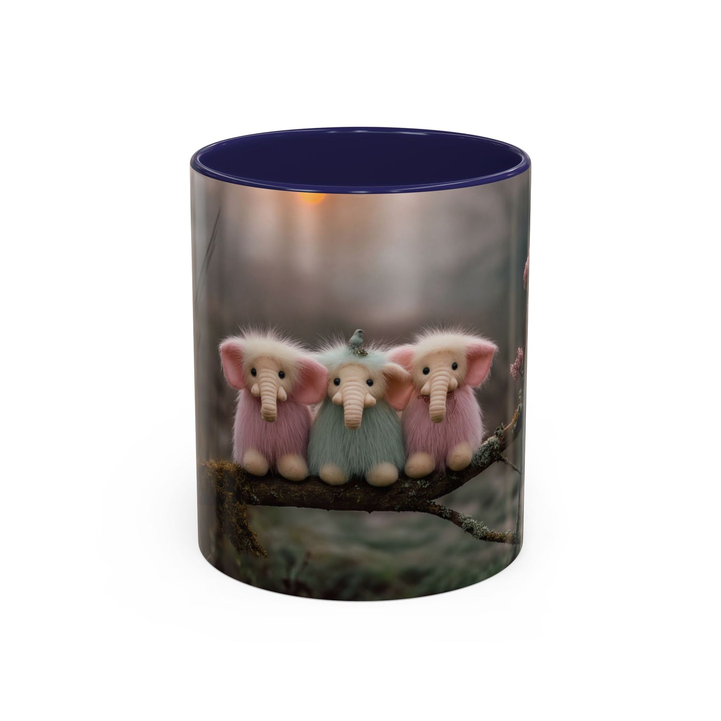 Fuzzy Elephant Trio Accent Coffee Mug (11, 15oz) – Mossy Branch Forest Friends