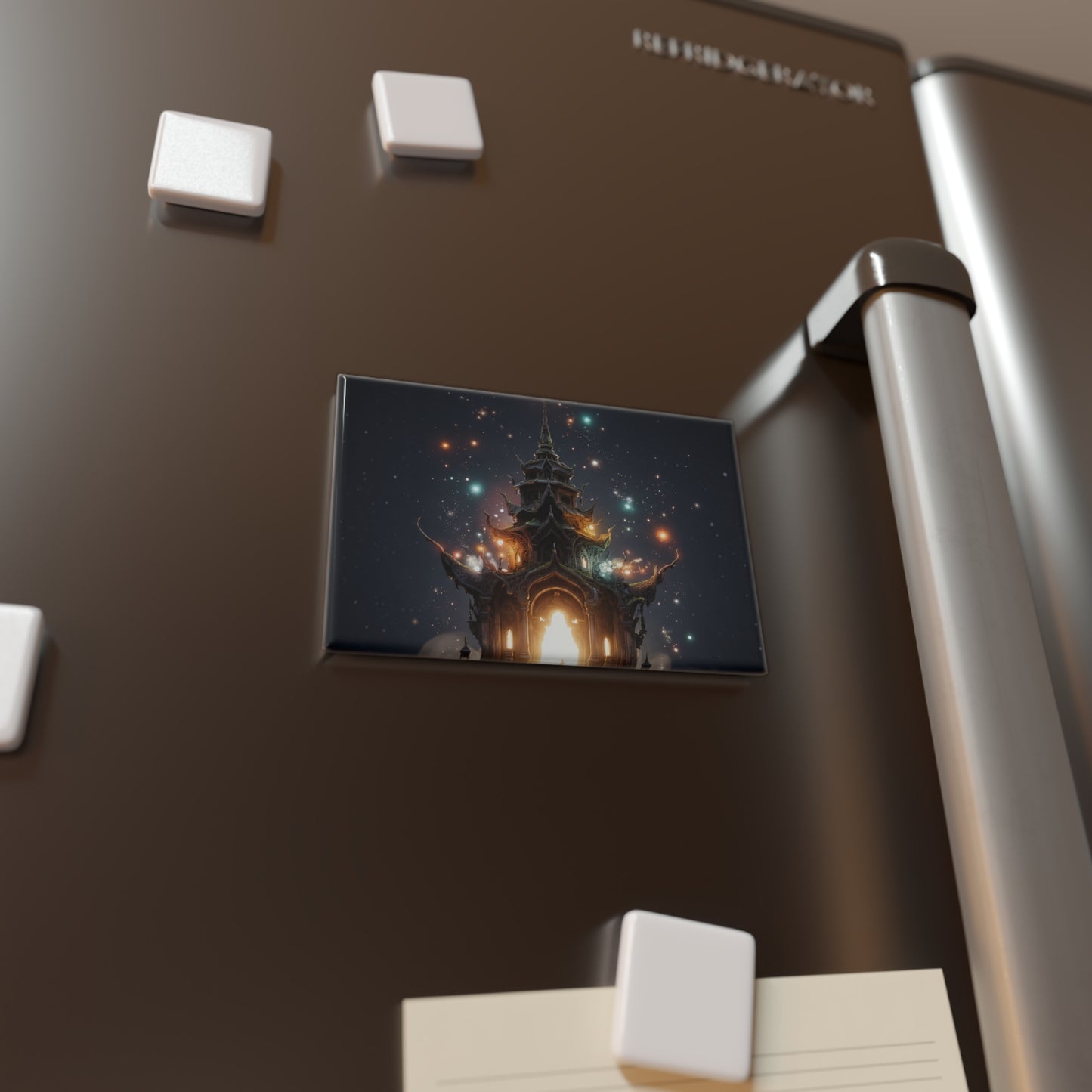 Celestial Temple Button Magnet, Rectangle (1 & 10 pcs) – Starlight Gateway to the Unknown