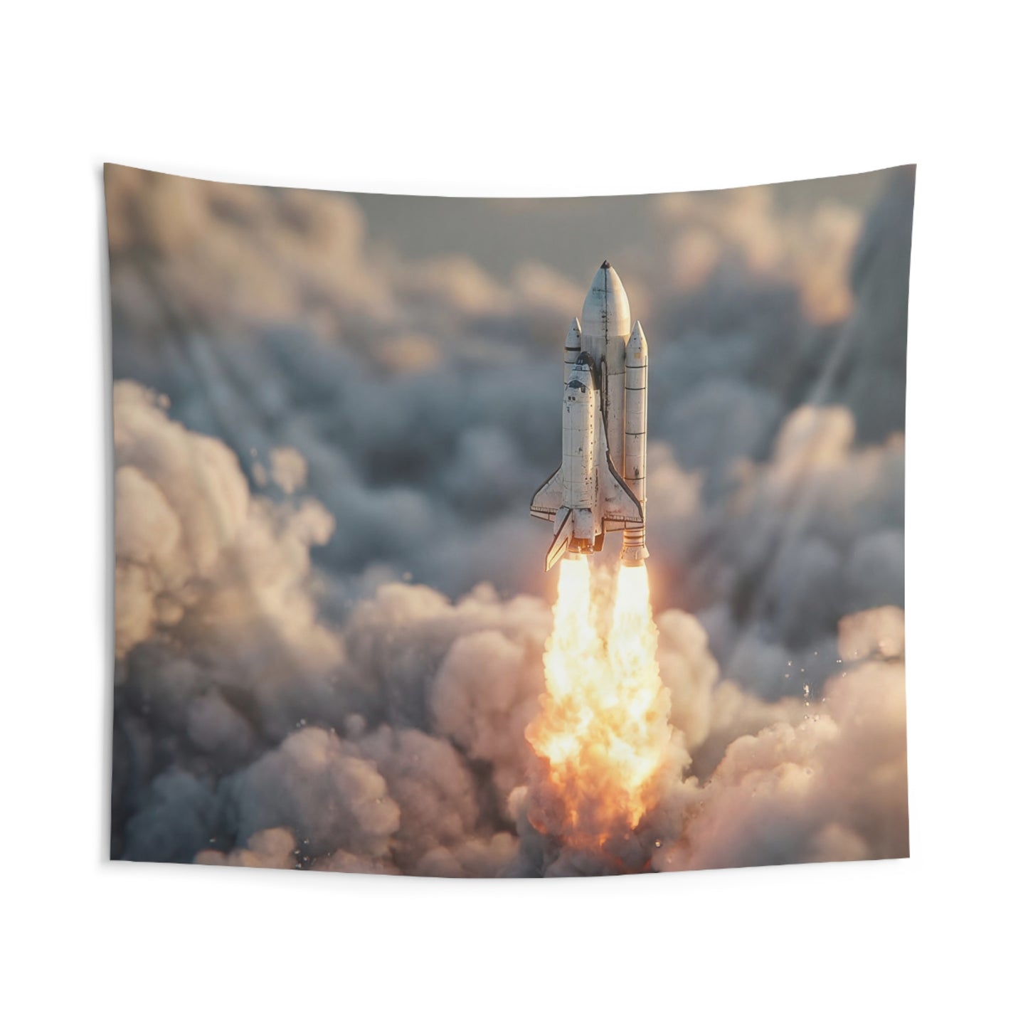 Space Shuttle Launch Indoor Wall Tapestries – Golden Dawn Ascension