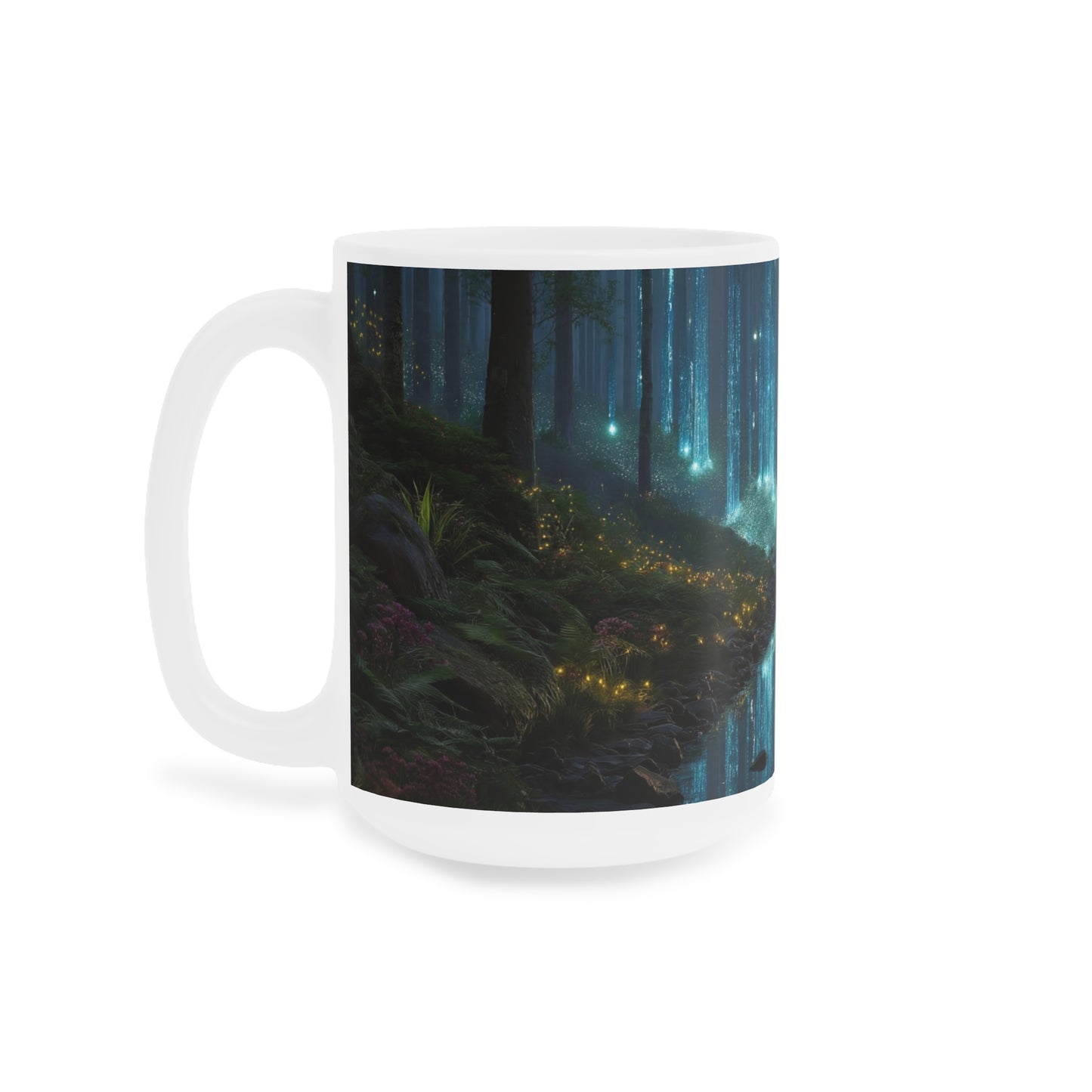 Celestial Forest Stream Ceramic Mugs (11oz\15oz\20oz) – Whispering Light in the Mist