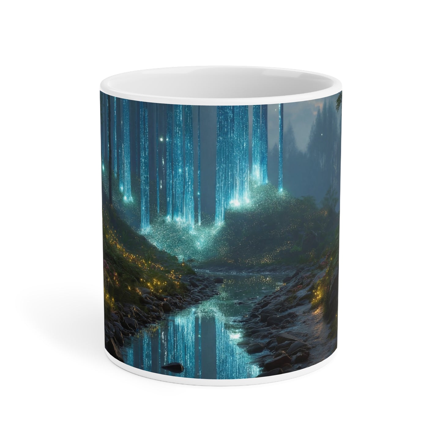 Celestial Forest Stream Ceramic Mugs (11oz\15oz\20oz) – Whispering Light in the Mist