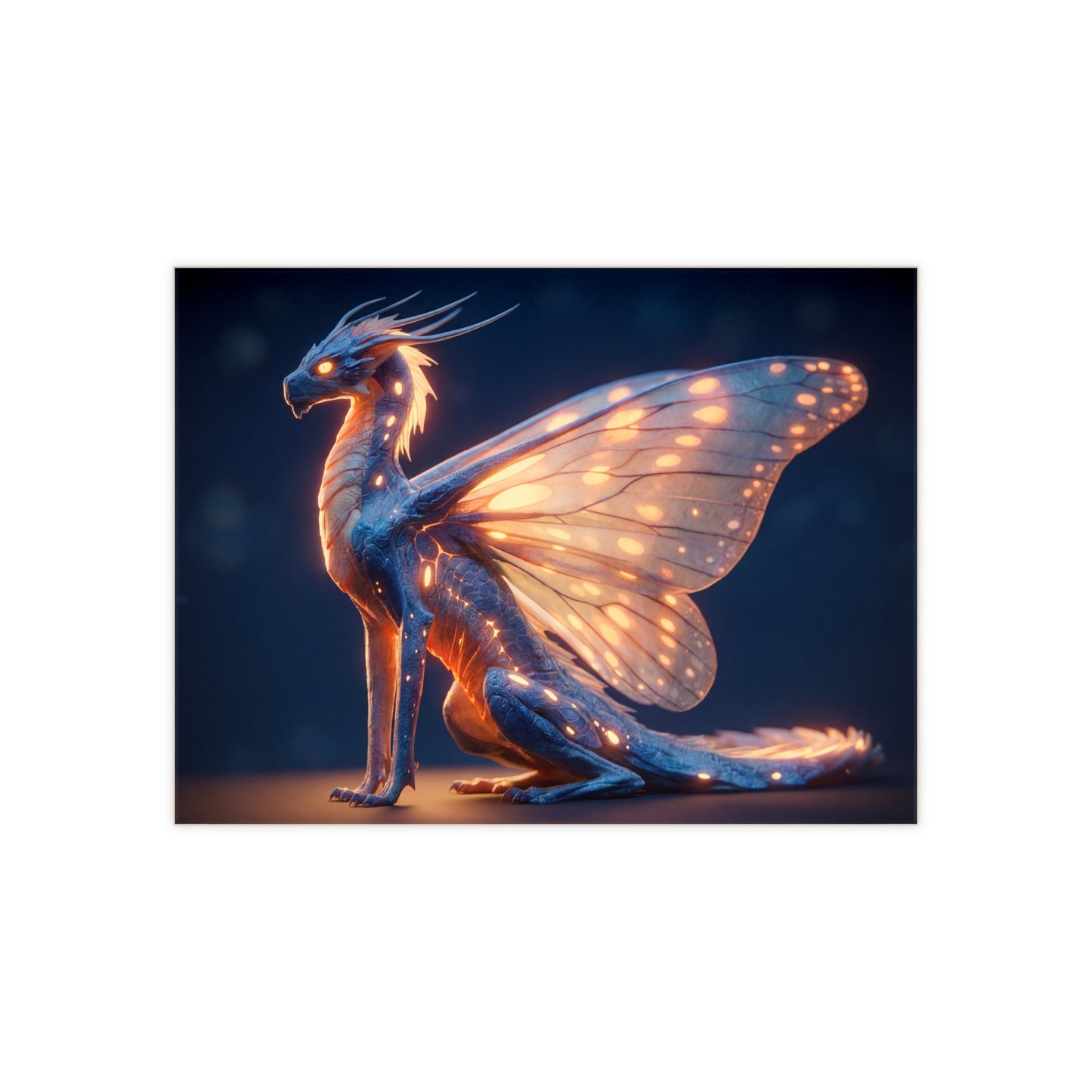 Luminescent Dragonfly Dragon Ceramic Photo Tile – Night Bloom Guardian