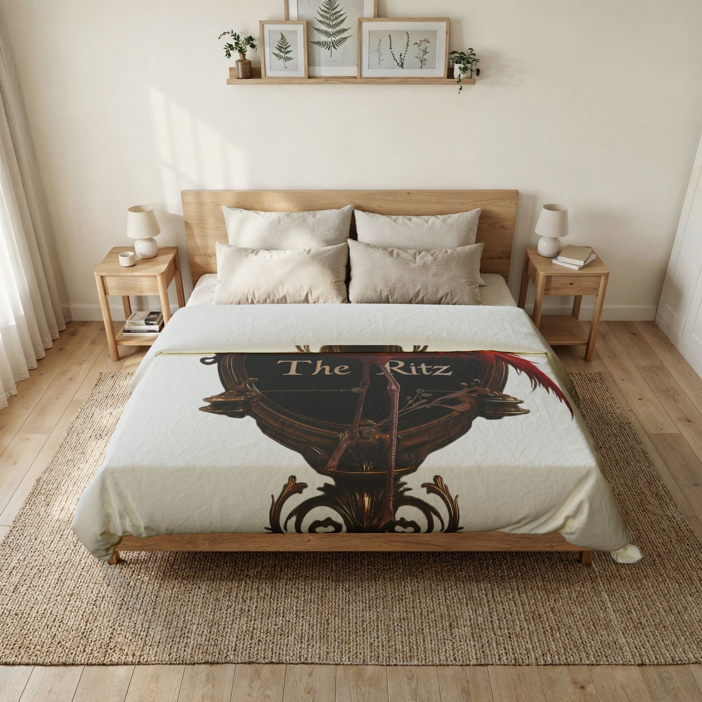 Royal Flamingo Manor Sign Duvet Cover – Victorian Gilded Elegance