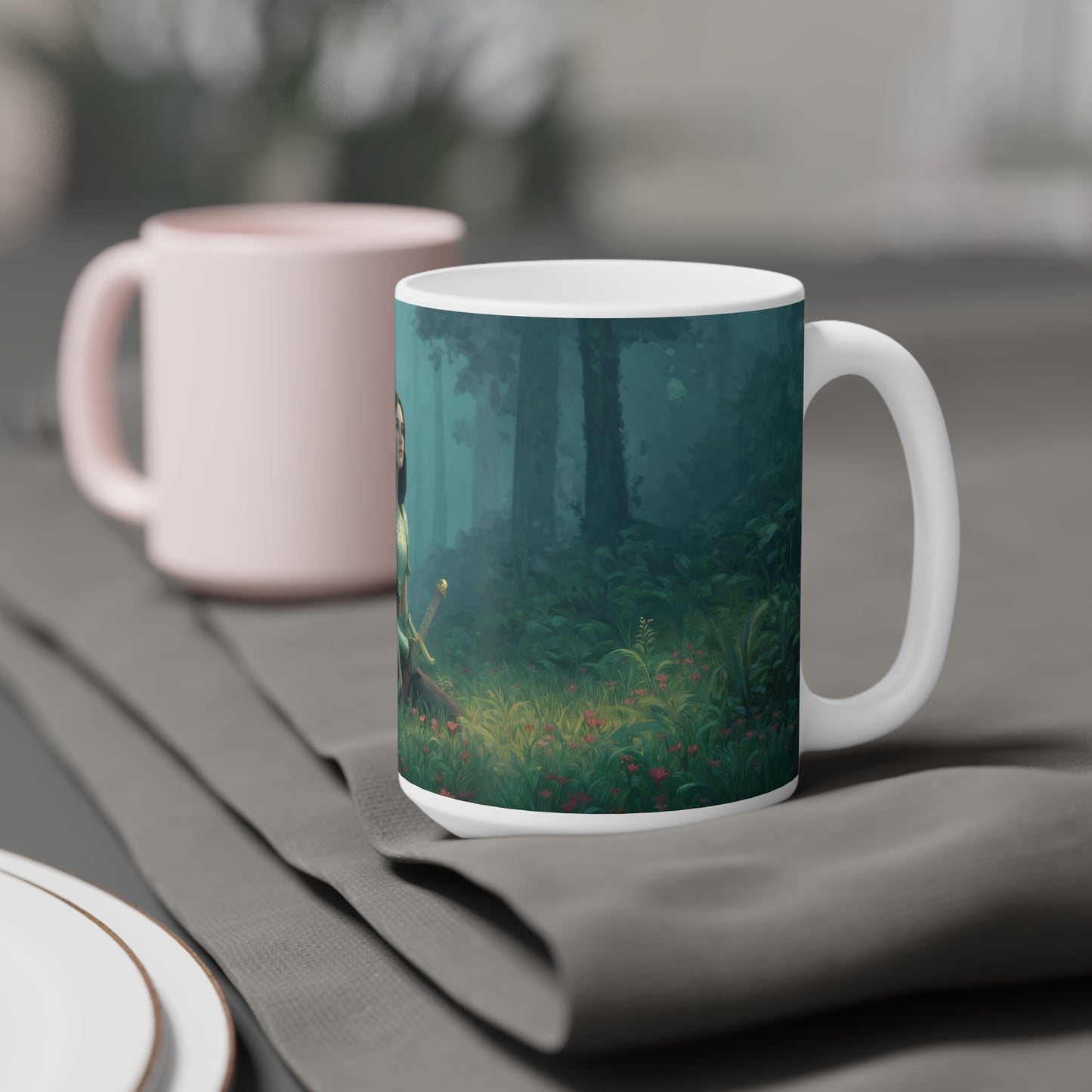 Elven Sentinel Ceramic Mugs (11oz\15oz\20oz) – Moss-Whispering Forest Pause