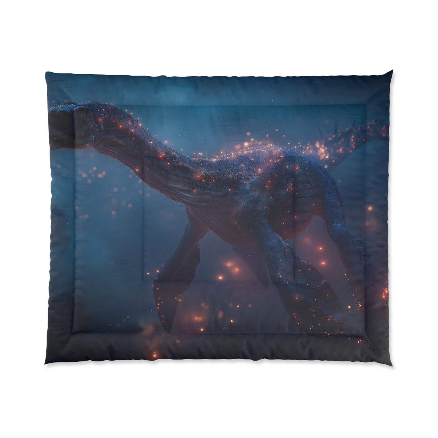 Celestial Luminous Dinosaur Comforter – Ancient Sky Serpent Dreamscape