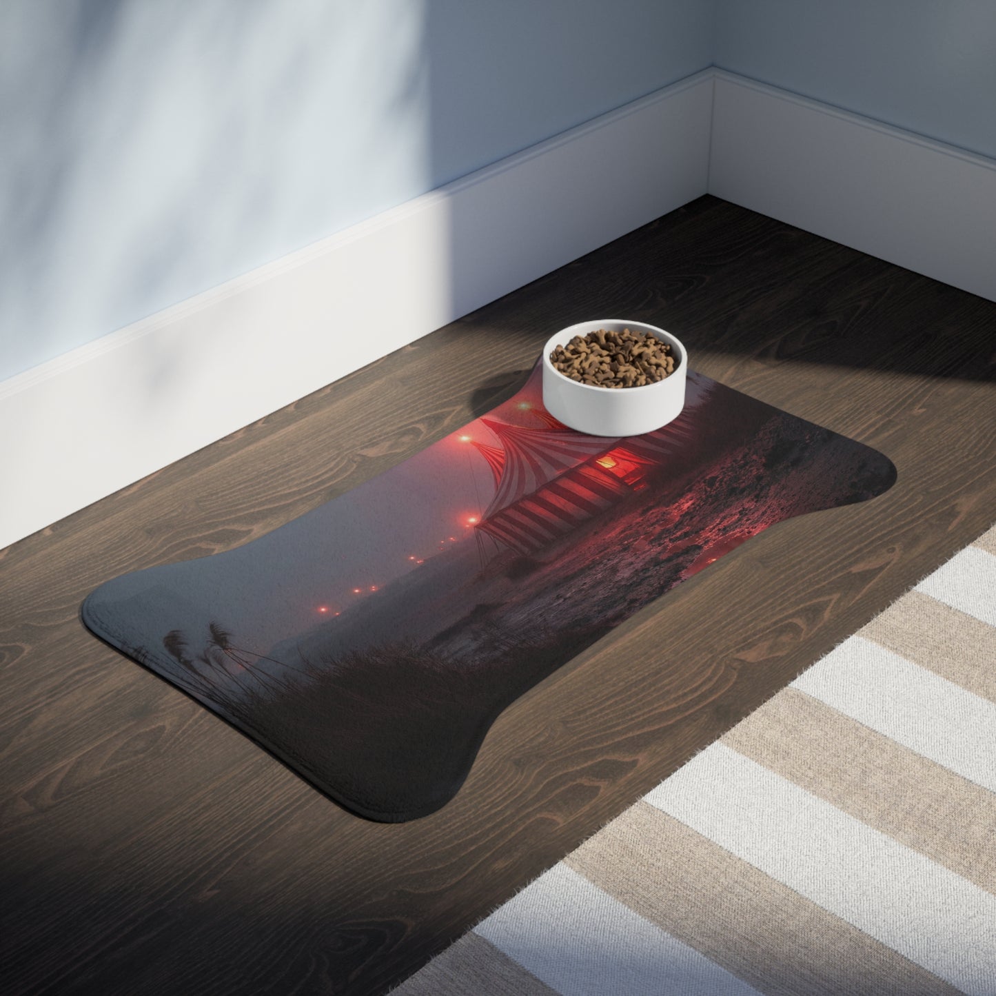 Crimson Circus Tent Pet Feeding Mats – Midnight Carnival Glow