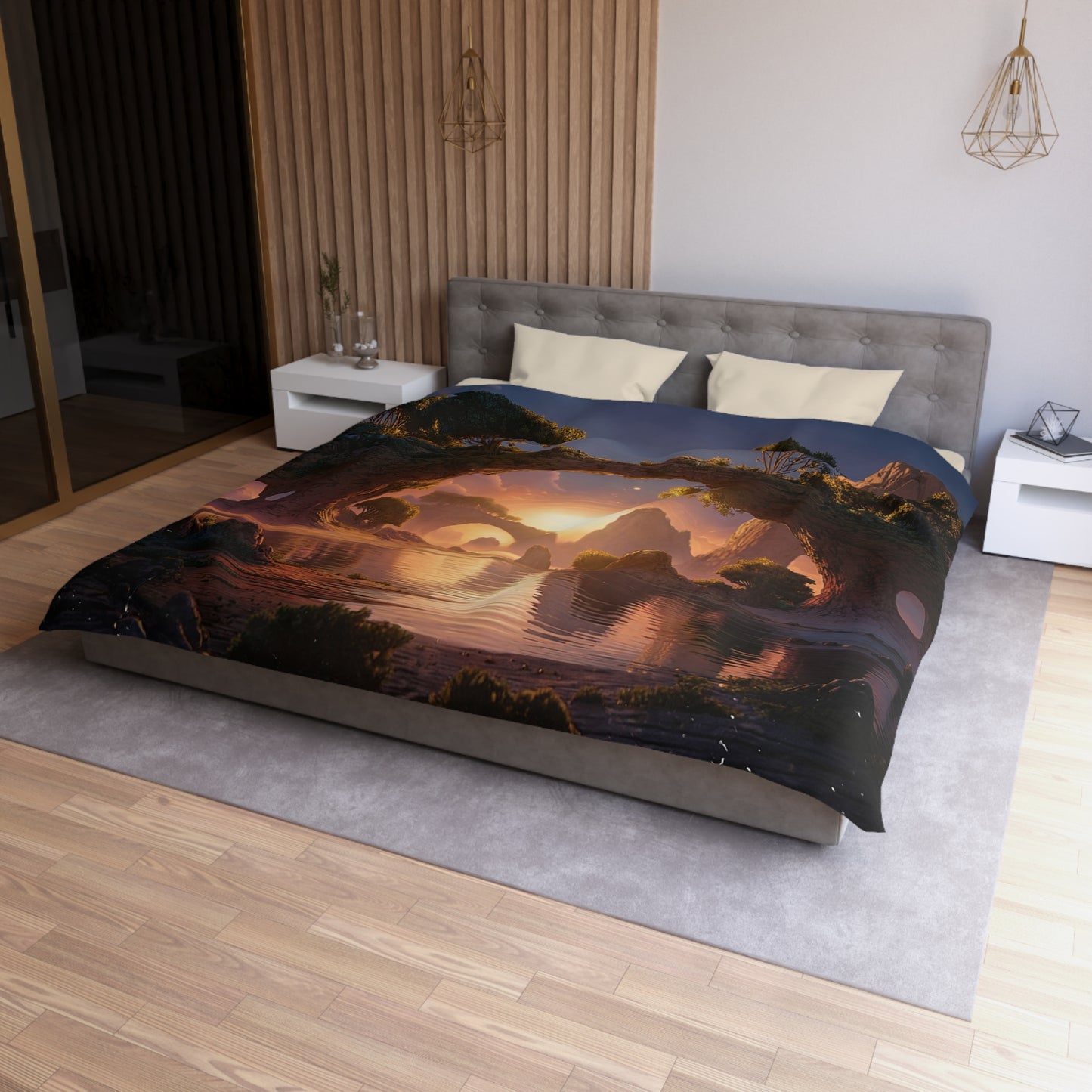 Celestial Archway Microfiber Duvet Cover – Sunset Sanctuary Dreamscape