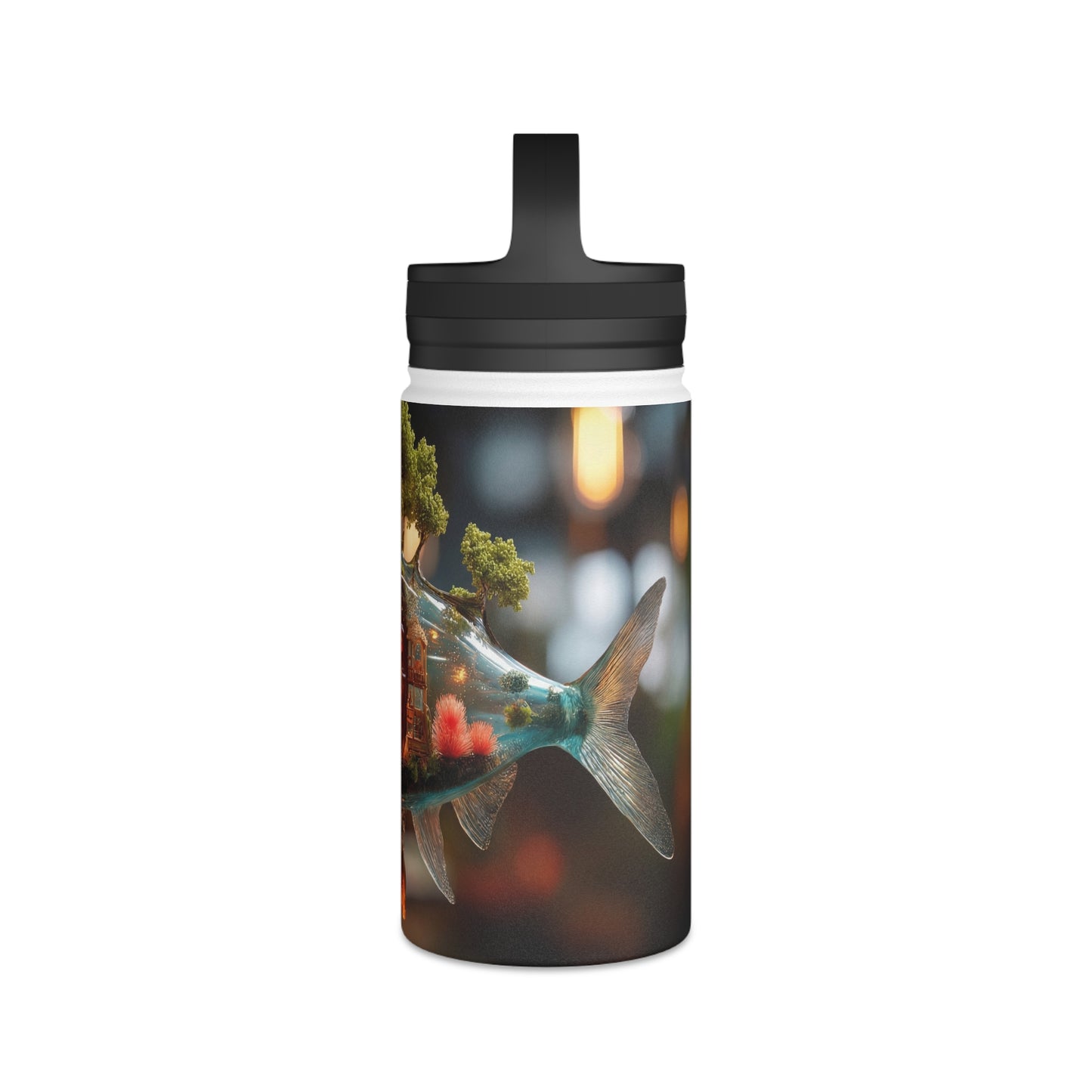 Pocket Forest Fish Water Bottle – Handle Lid – Aqua Realm Sanctuary