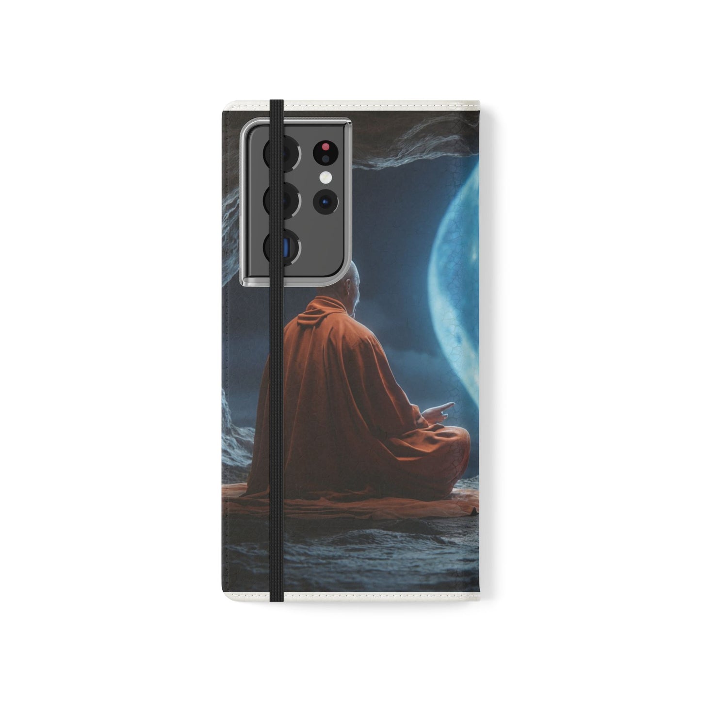 Lunar Meditation Flip Cases – Serene Monk Under Moonlight