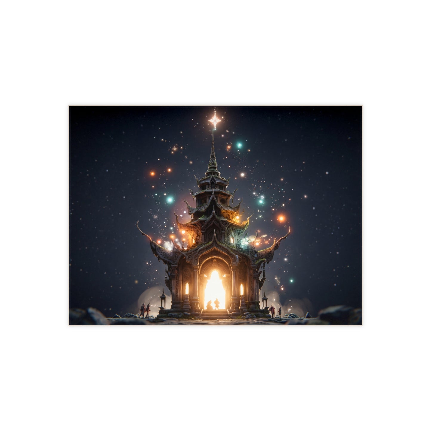 Celestial Temple Ceramic Photo Tile – Threshold of Whispering Stars