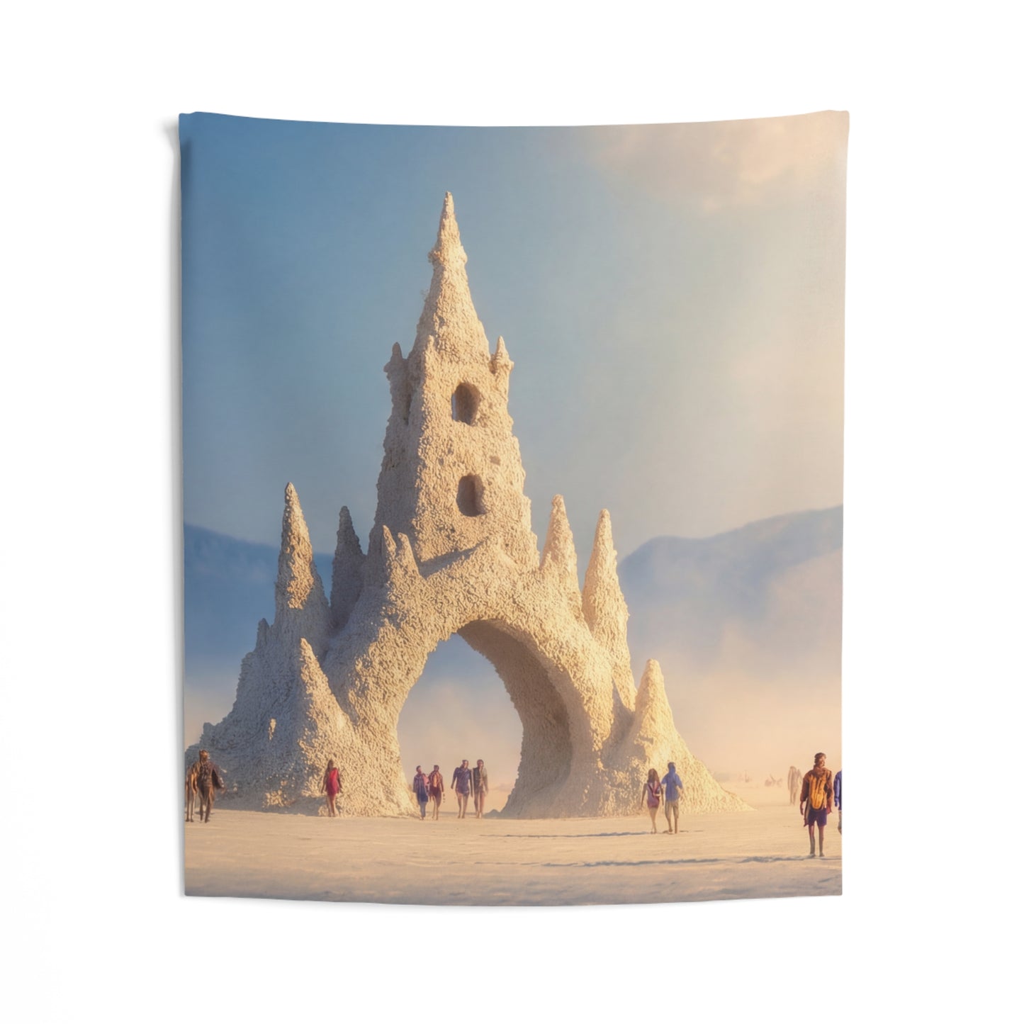 Desert Castle Portal Tapestry – Sunlit Sandscape Gateway