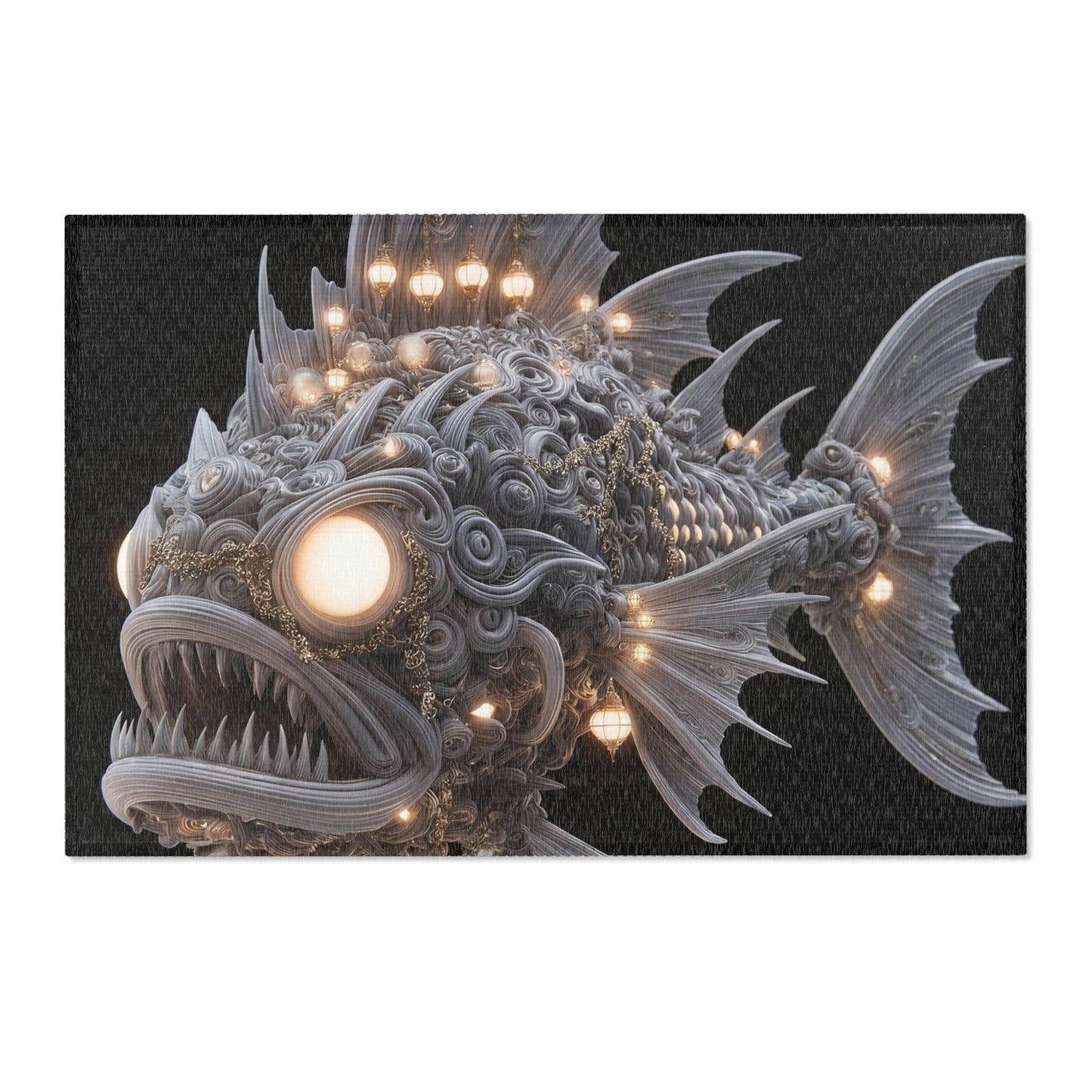 Luminescent Deep-Sea Leviathan Rug – Whispering Lanterns of the Abyss