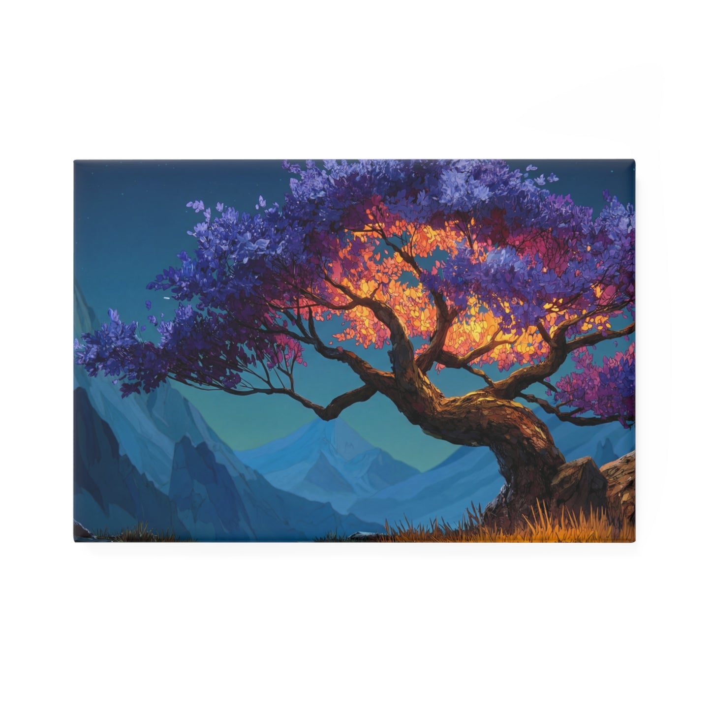 Celestial Tree Button Magnet, Rectangle (1 & 10 pcs) – Twilight Bloom Sentinel