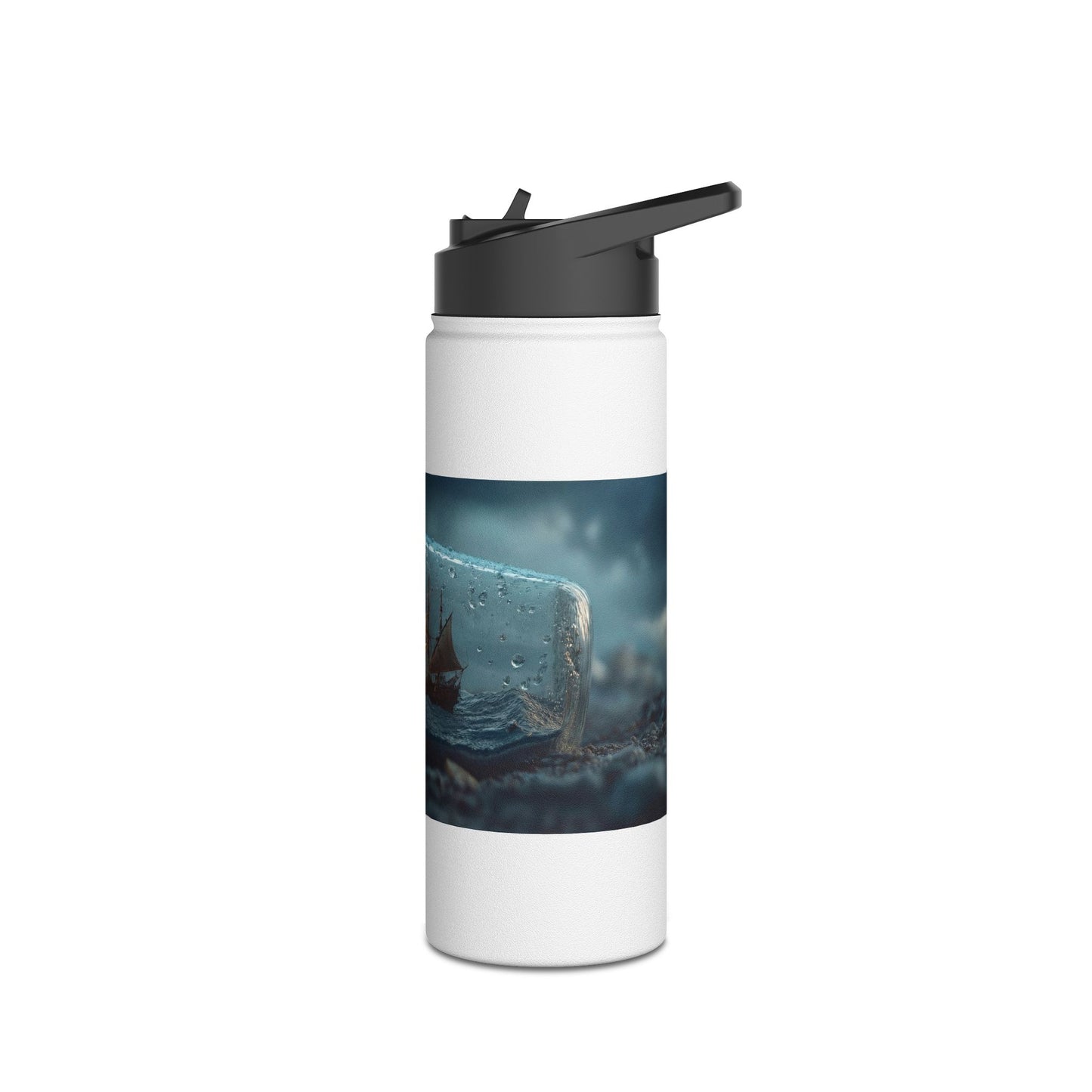 Storm-Sailed Ship in Bottle Water Bottle – Pocket-Sized Tempest Adventure