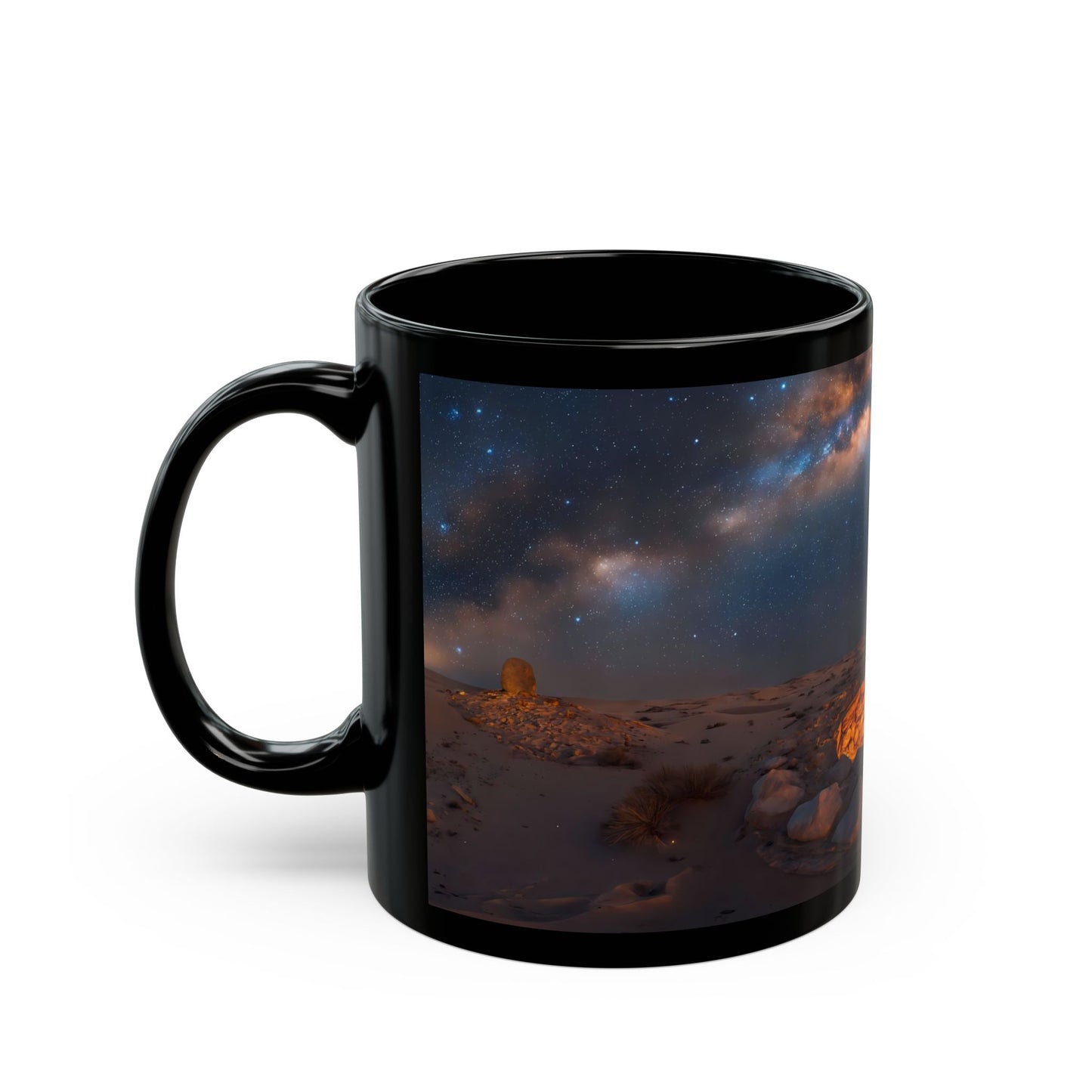 Desert Starlight Campfire Mug – Milky Way Over Sandstone Nightscape