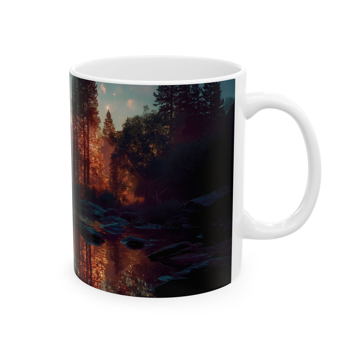 Starlit River Reflection Mug – Half Dome Twilight Dreamscape