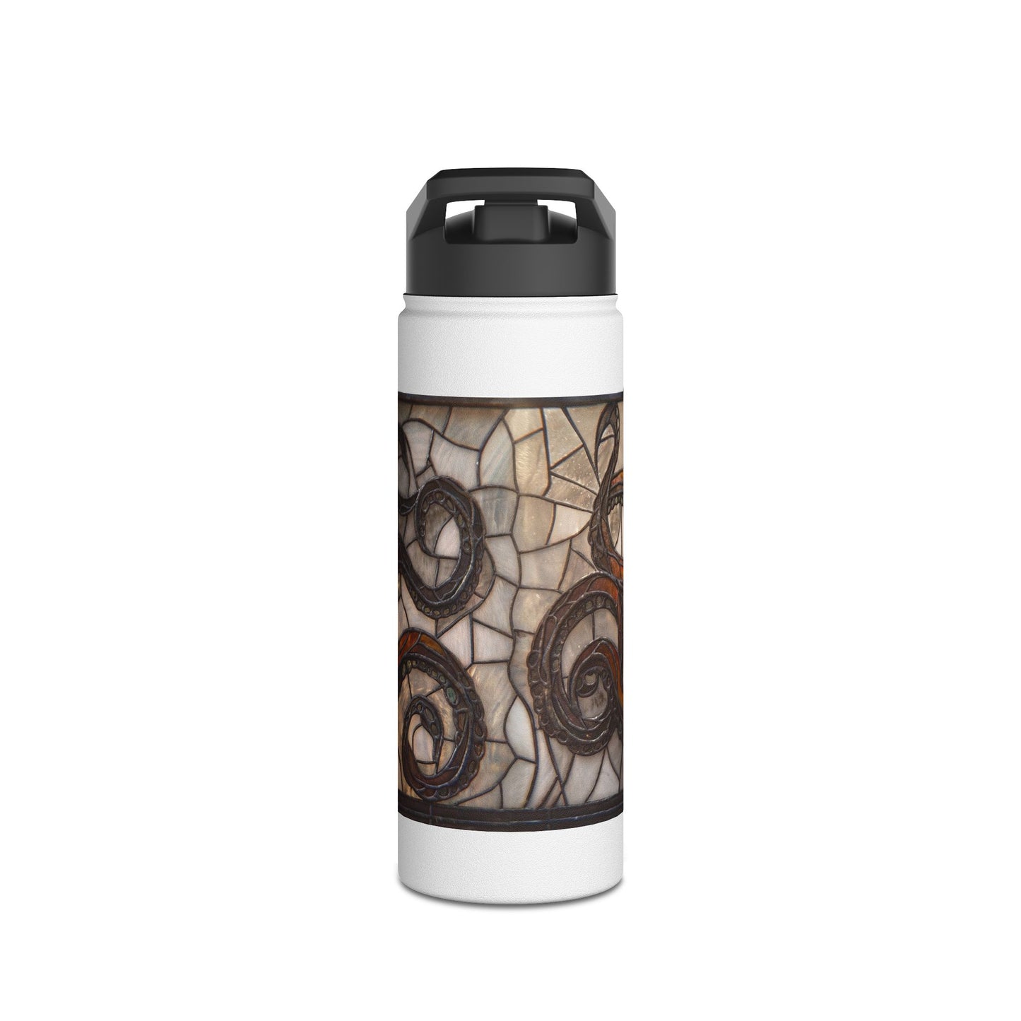 Stained Glass Octopus Water Bottle – Amber Abyss Guardian