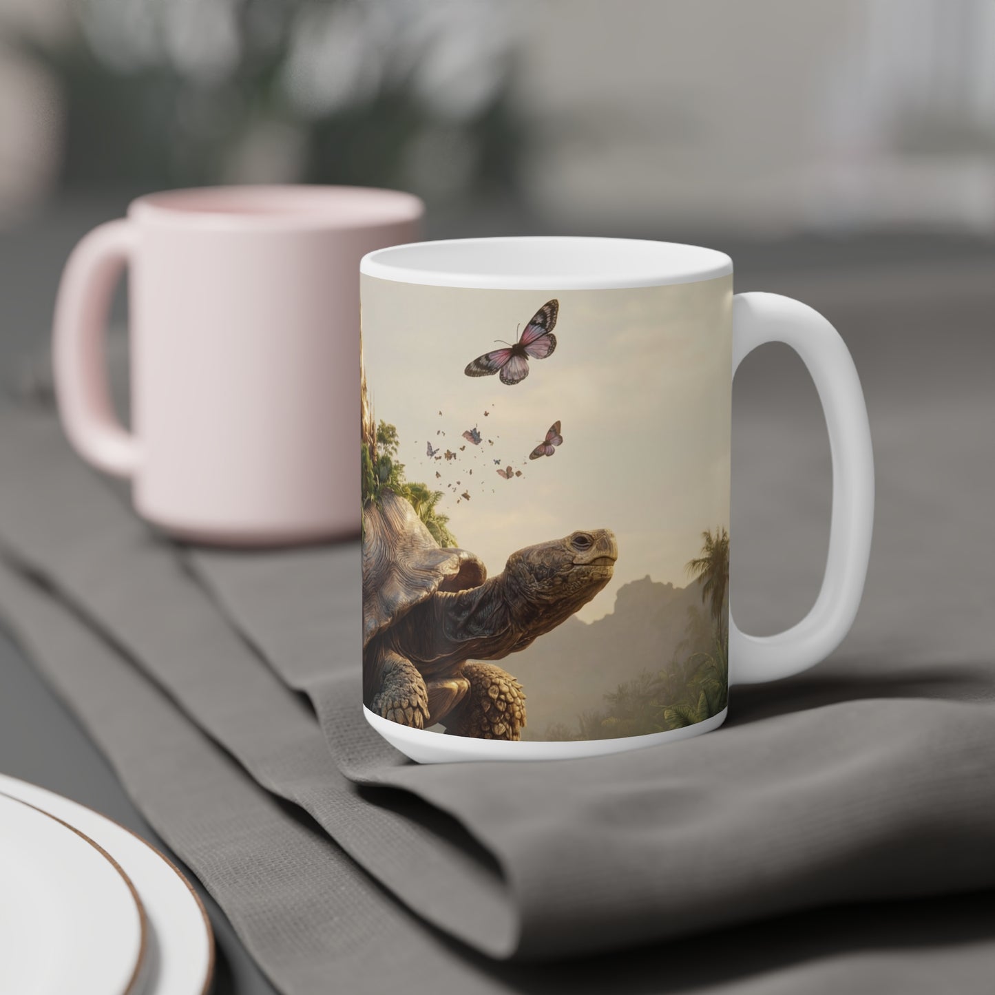 Turtle-Carried Castle Ceramic Mugs (11oz\15oz\20oz) – Verdant Sanctuary on Ancient Shell