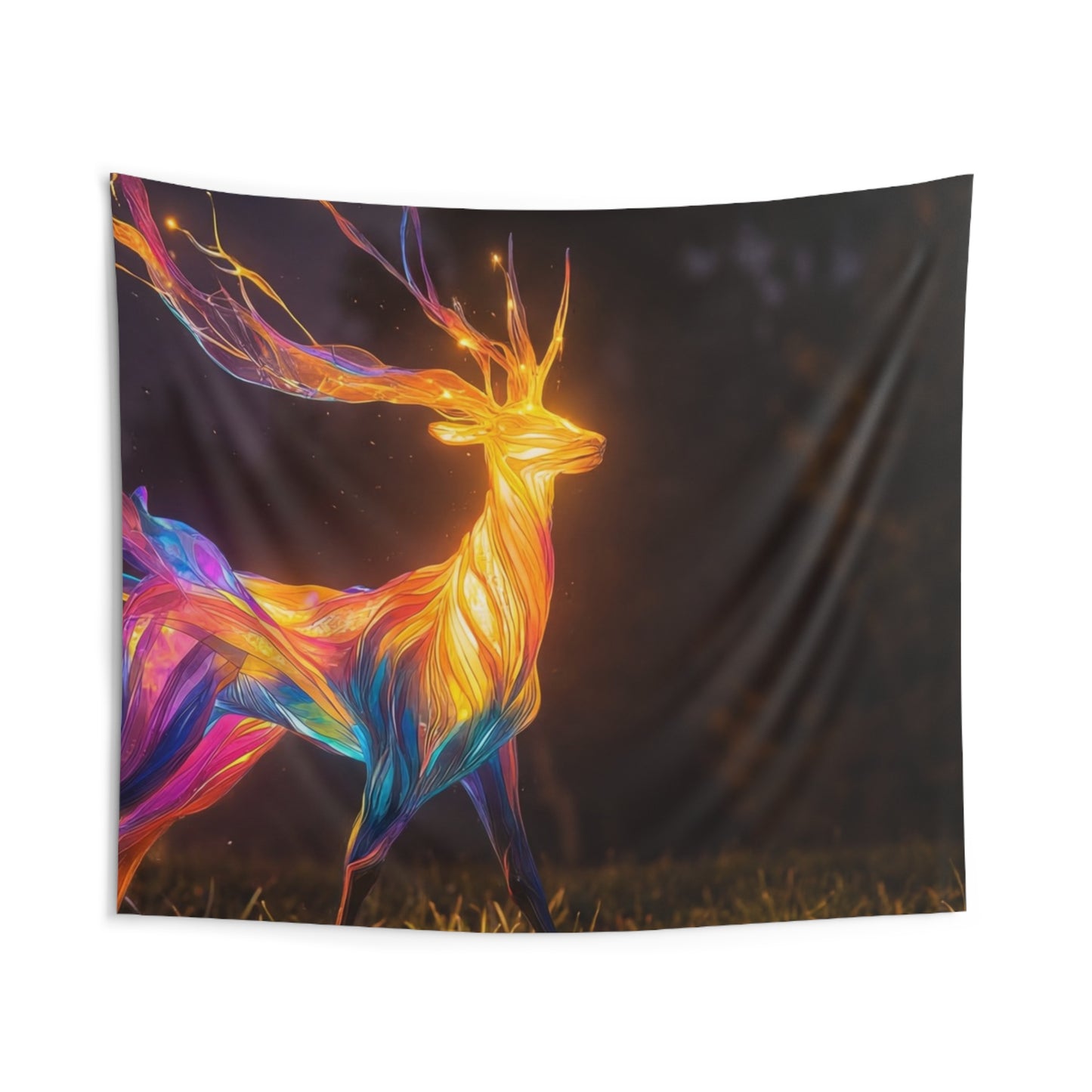 Chromatic Stag Indoor Wall Tapestries – Electric Forest Luminescence