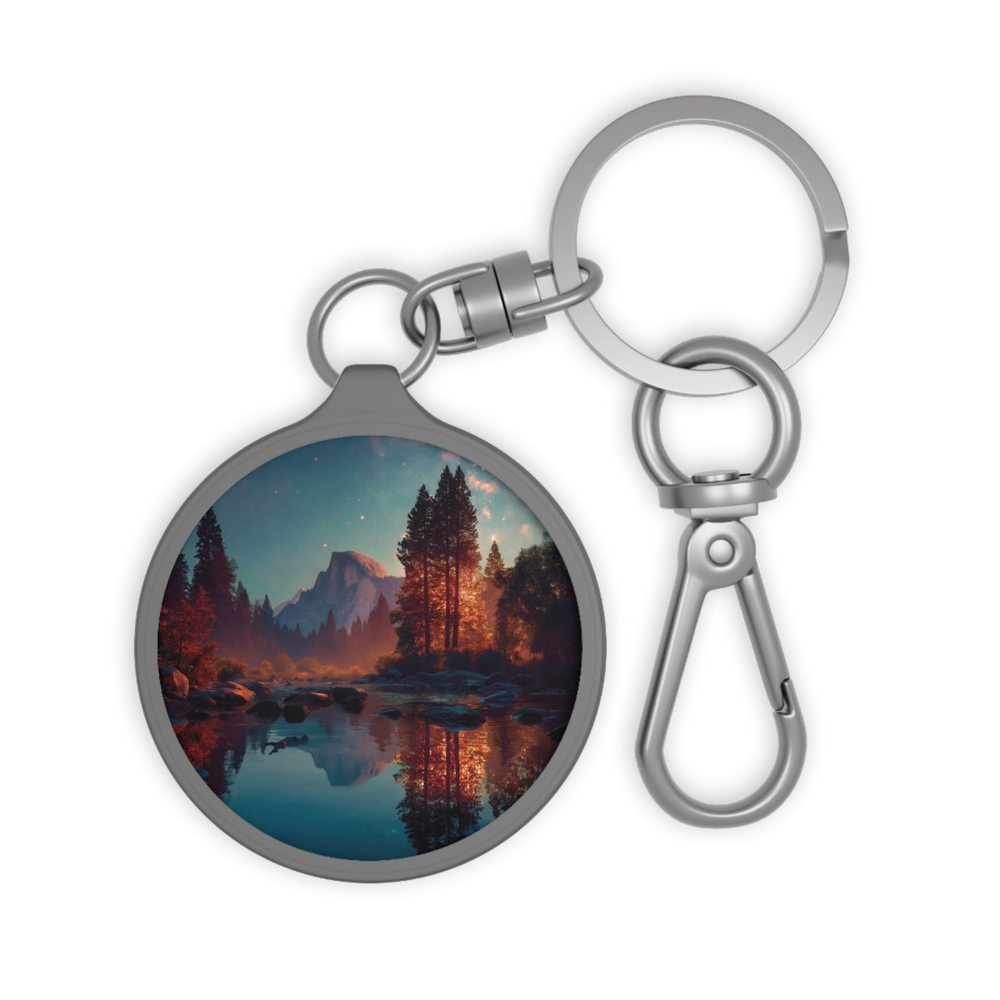 Half Dome Starlight Keyring Tag – Serene River Reflections at Dusk